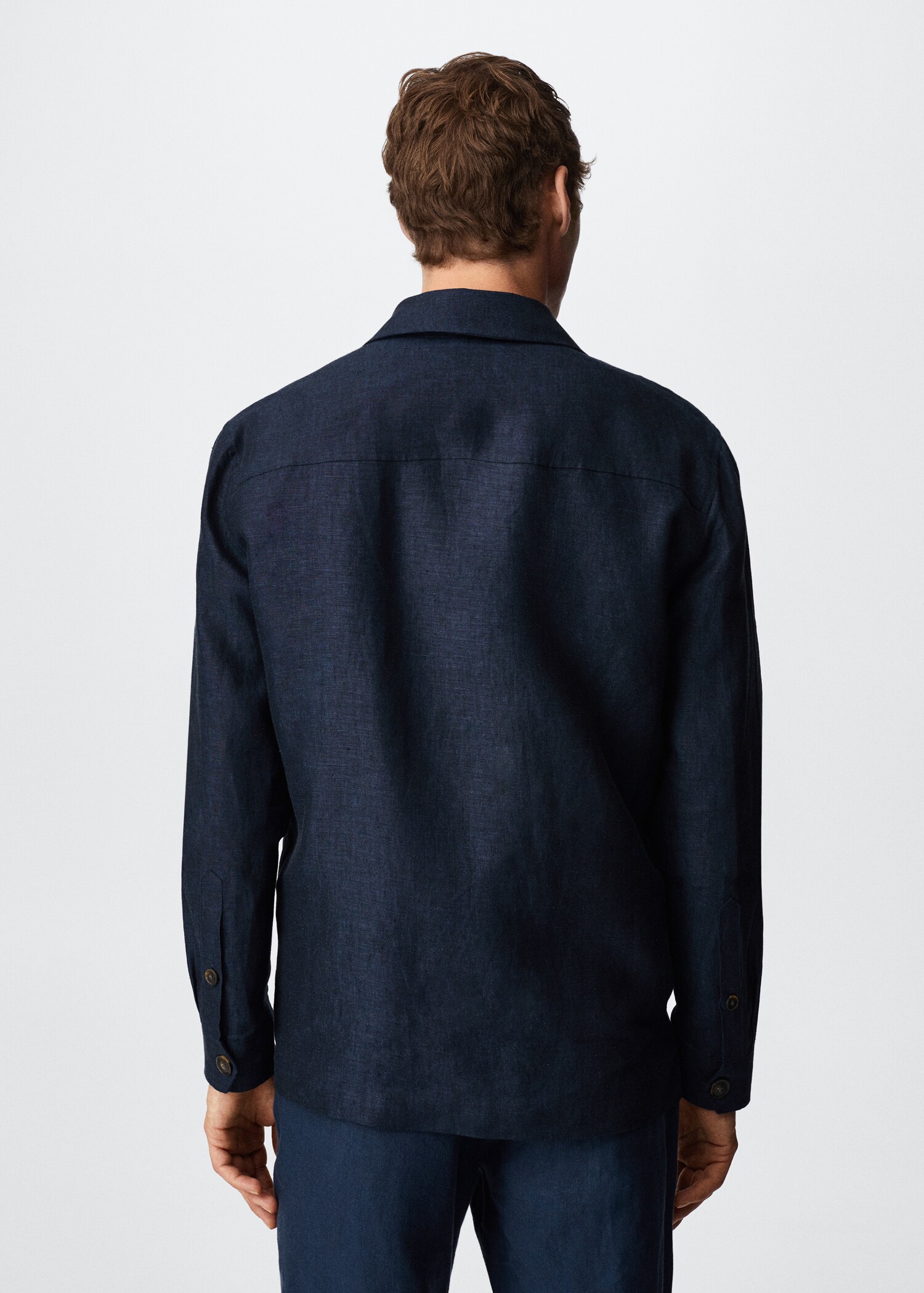 100% linen overshirt with pockets - Reverse of the article