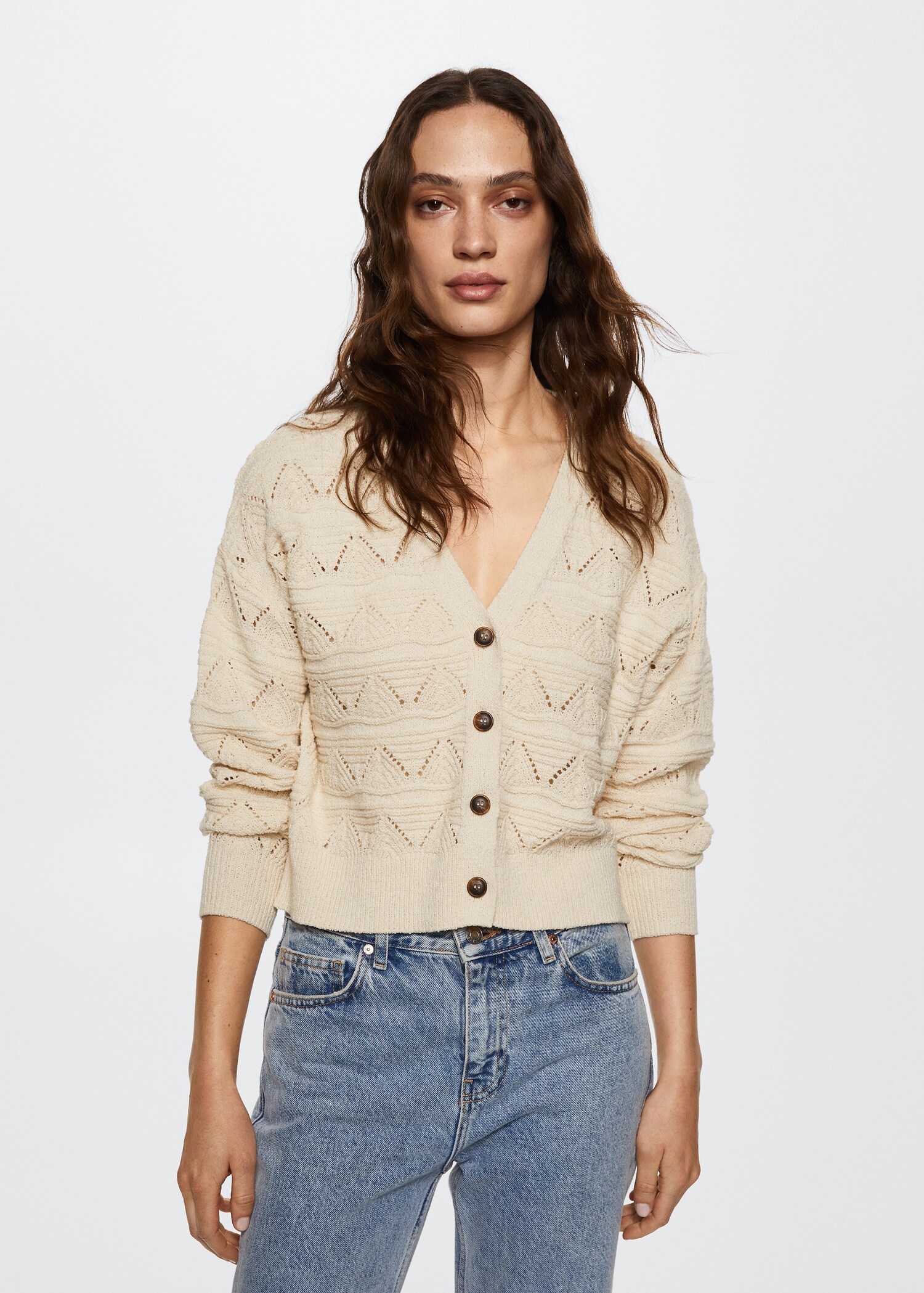 Cardigan maille ajourée - Plan moyen