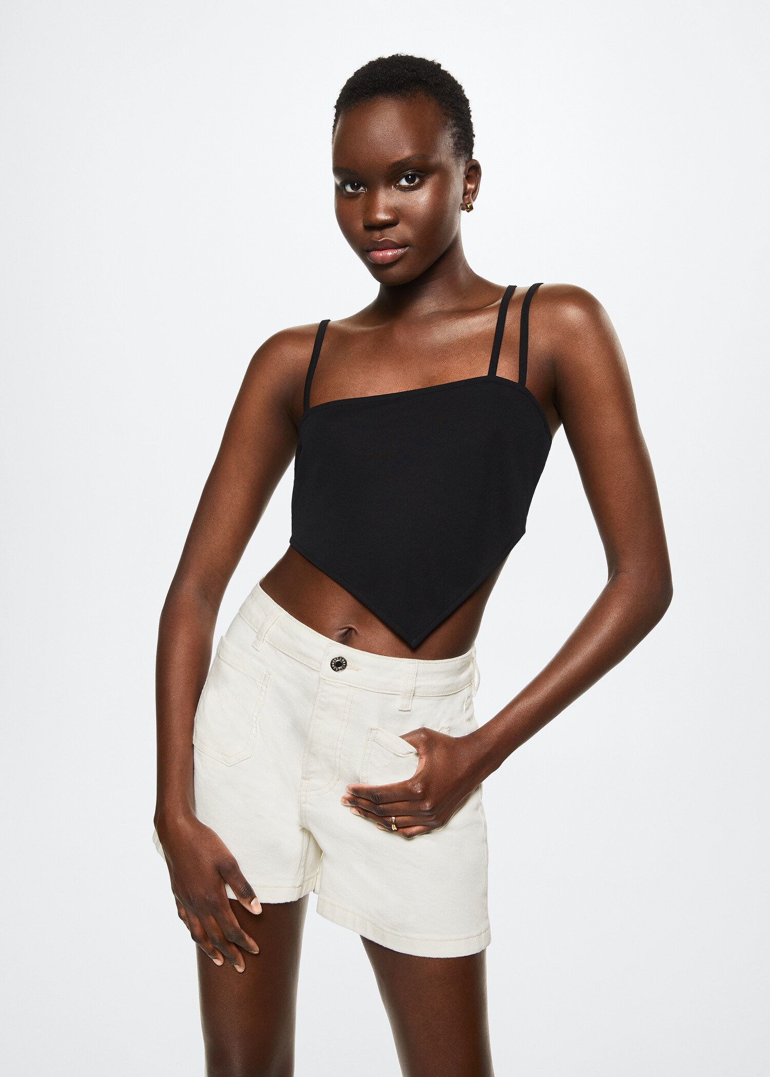 Slim denim shorts - Details of the article 1