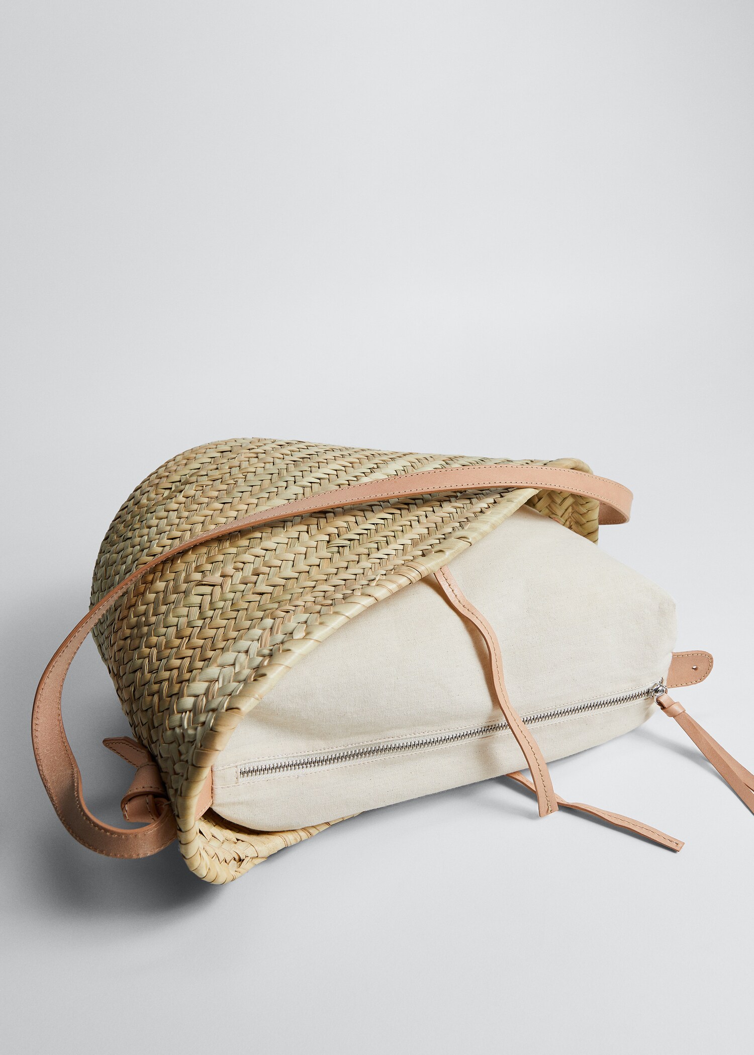Leather basket bag - Medium plane