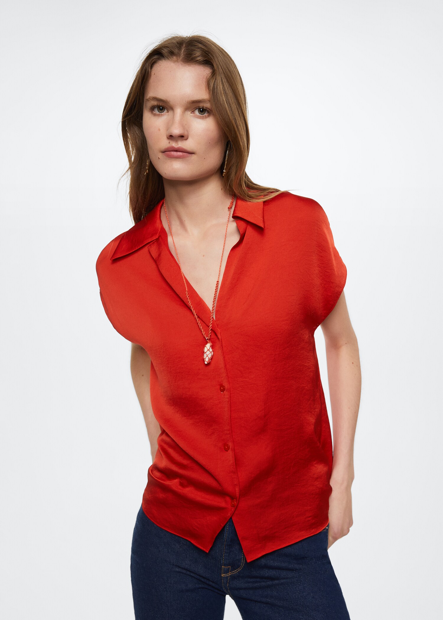 Satin finish flowy shirt - Medium plane