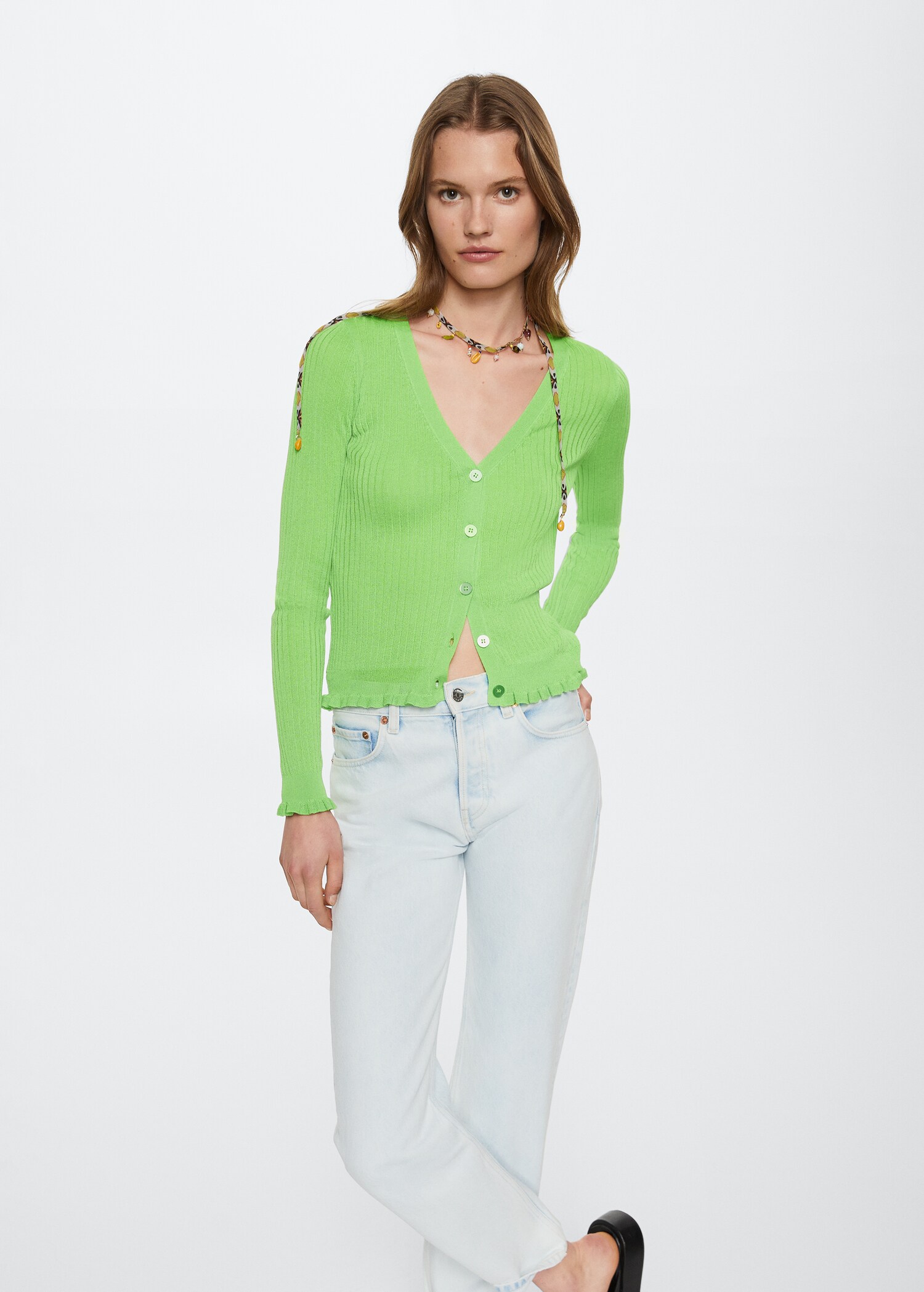 Ribbed knit cardigan - Medium plane
