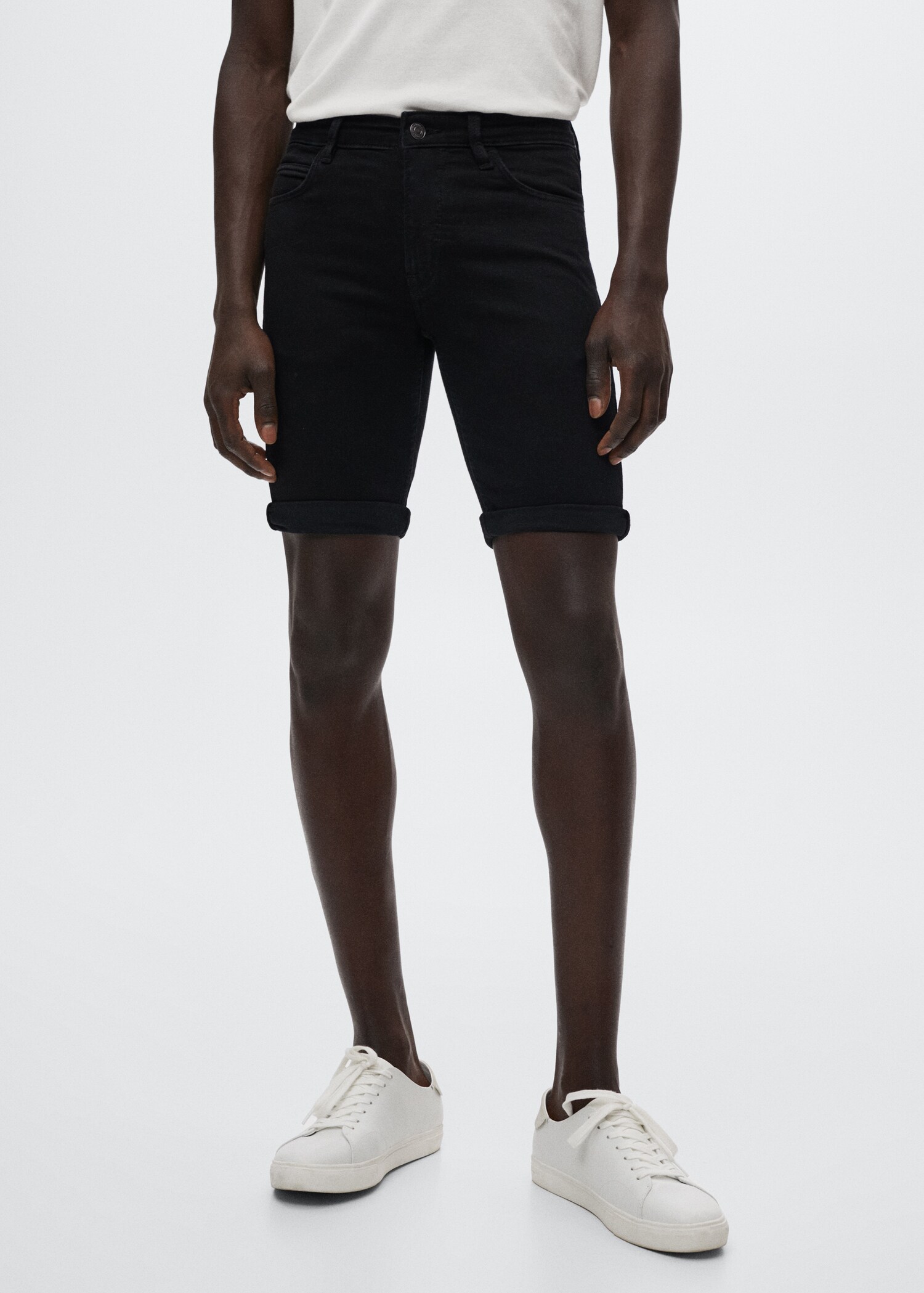 Slim-fit denim bermuda shorts - Medium plane