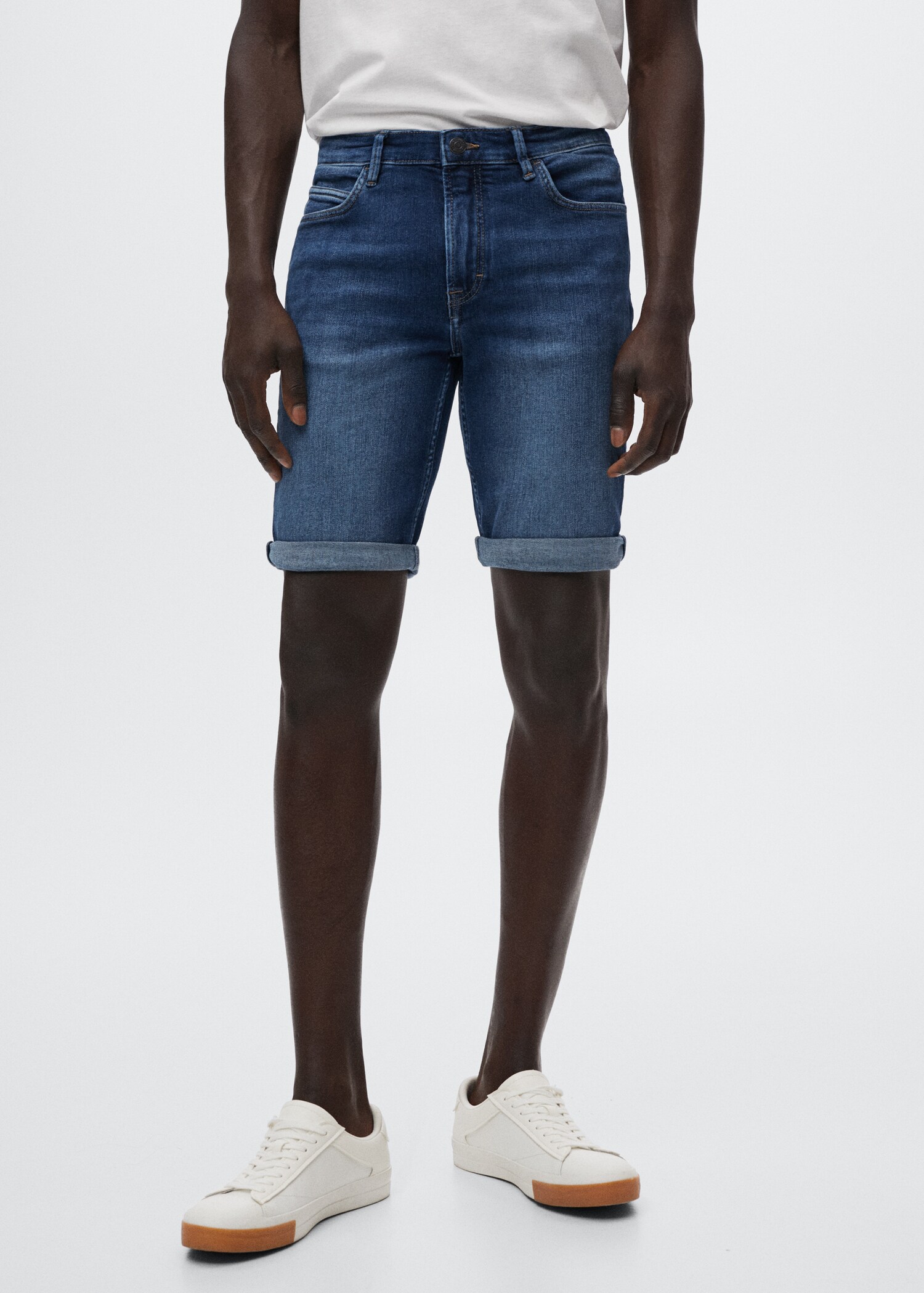 Slim-fit denim bermuda shorts - Medium plane