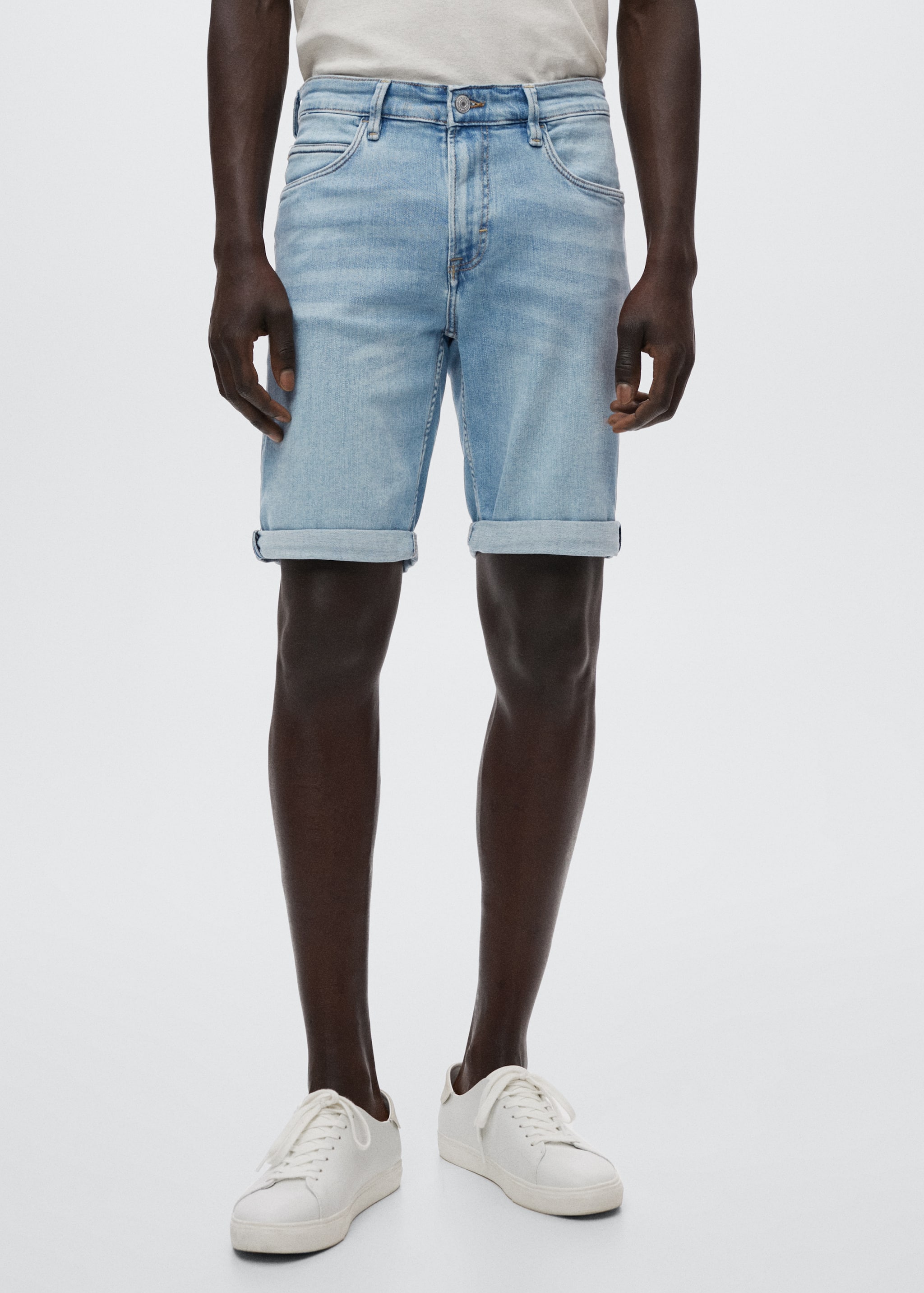 Slim-fit denim bermuda shorts - Medium plane