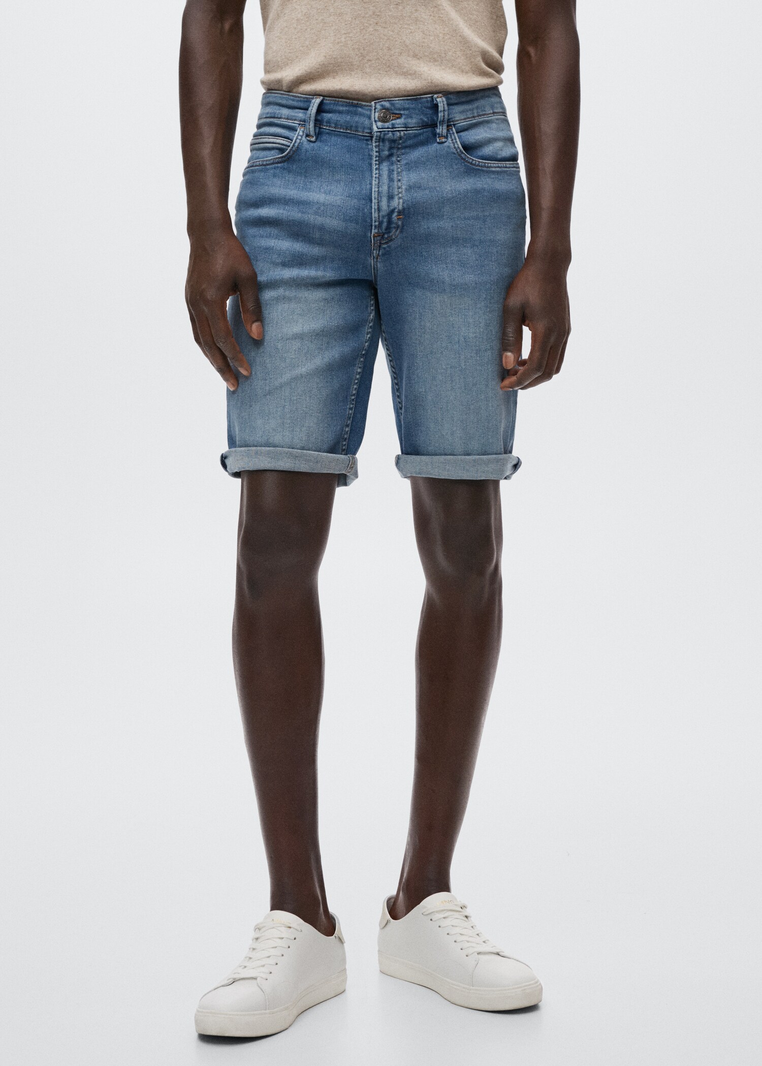 Slim-fit denim bermuda shorts - Medium plane