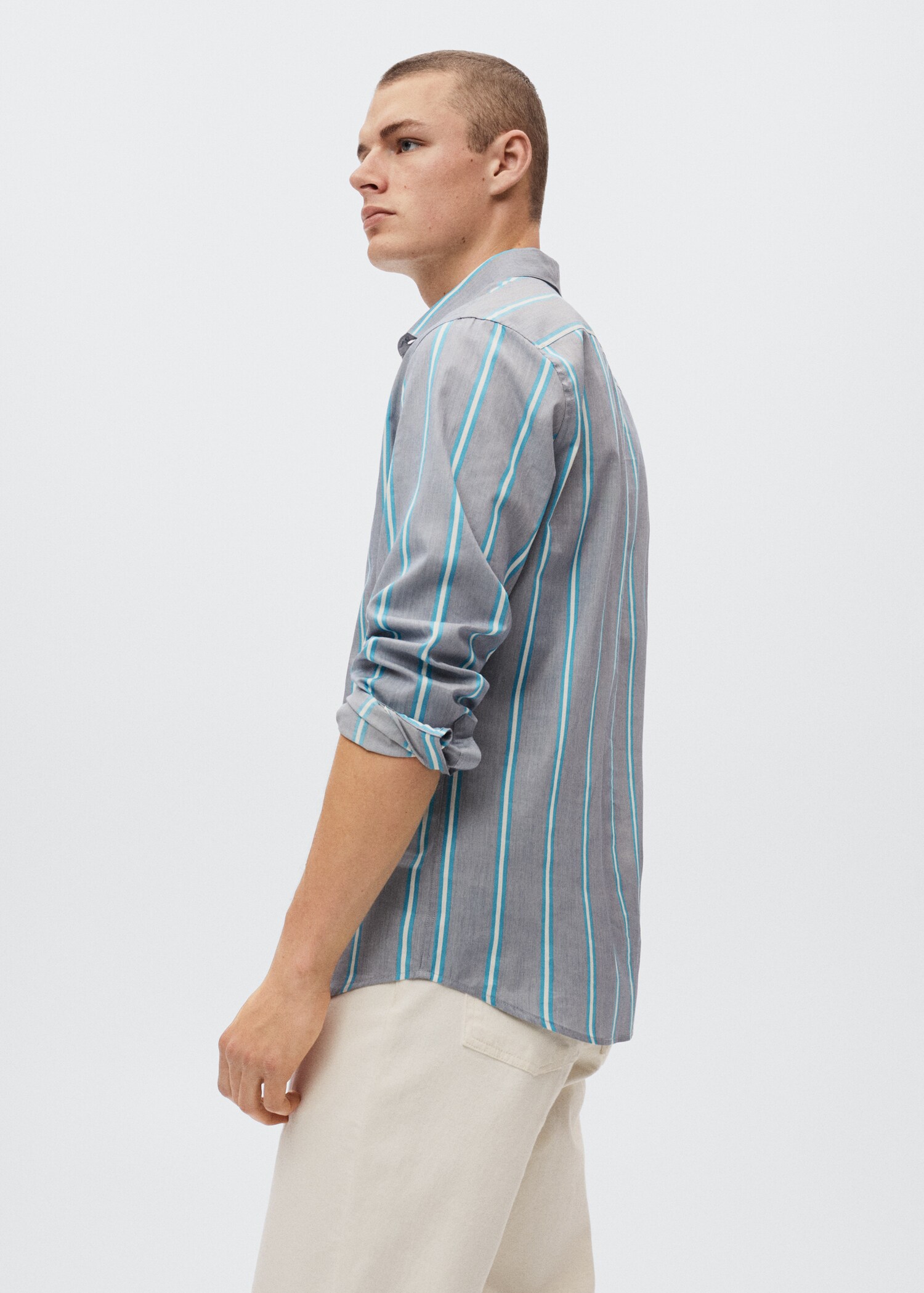 Slim fit striped cotton shirt - Details of the article 2