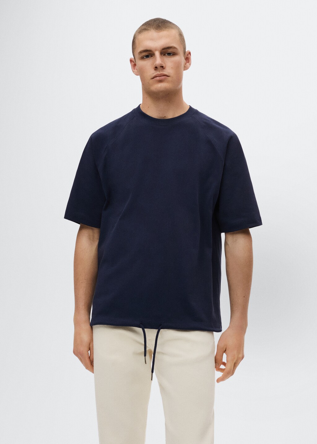 Drawstring cotton t-shirt - Man | MANGO OUTLET United Kingdom 