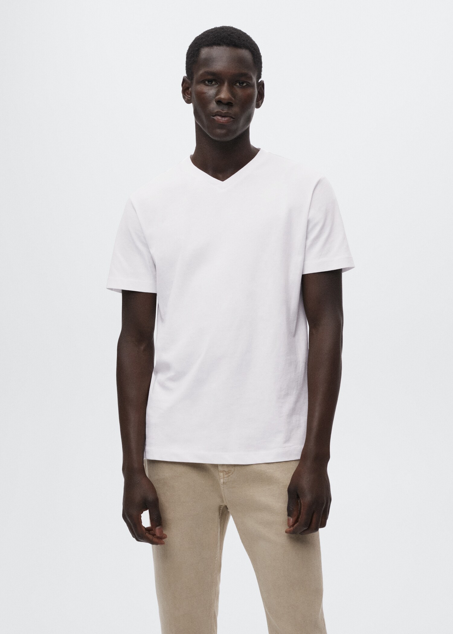 Basic V-neck t-shirt - Medium plane