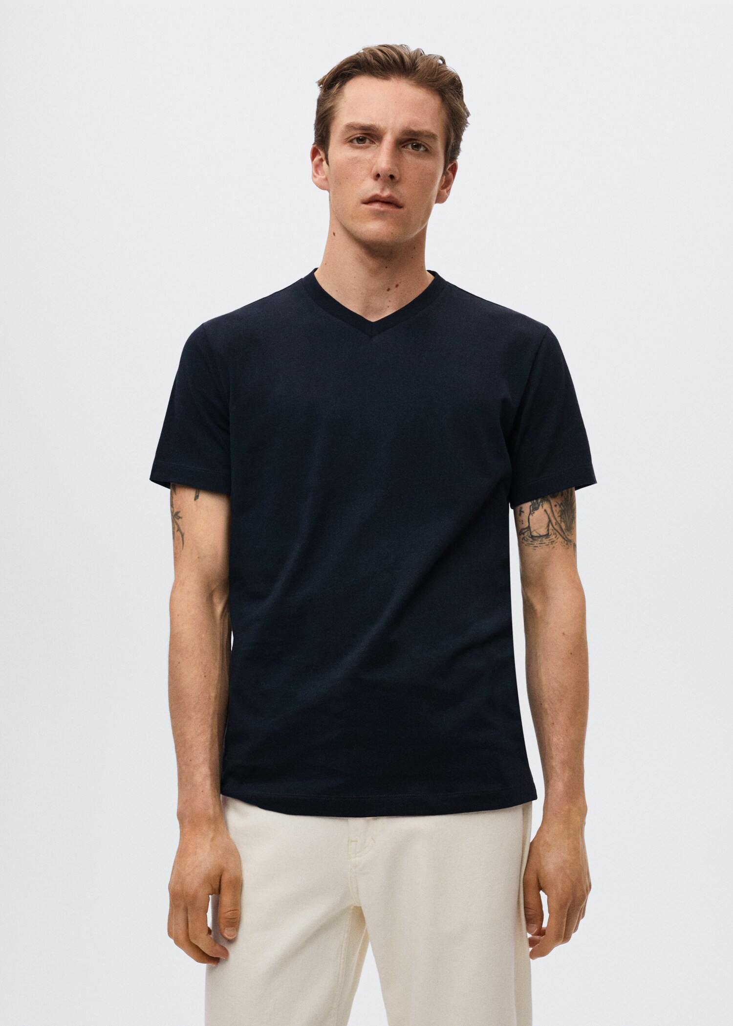 Basic V-neck t-shirt - Medium plane