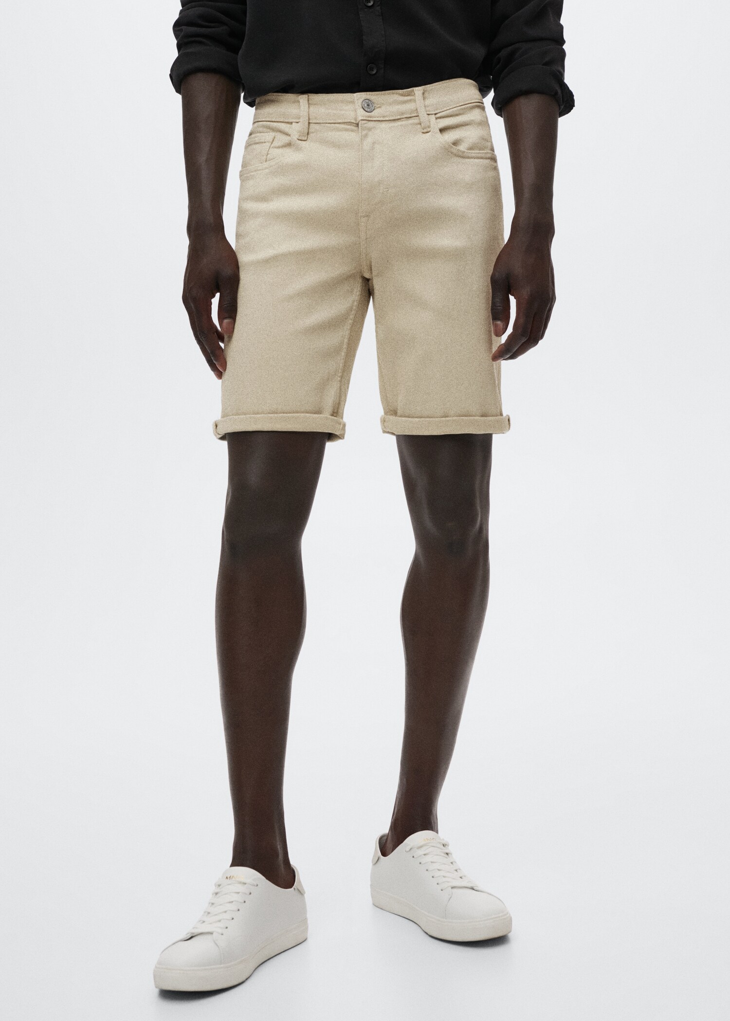 Stretch cotton denim shorts - Medium plane