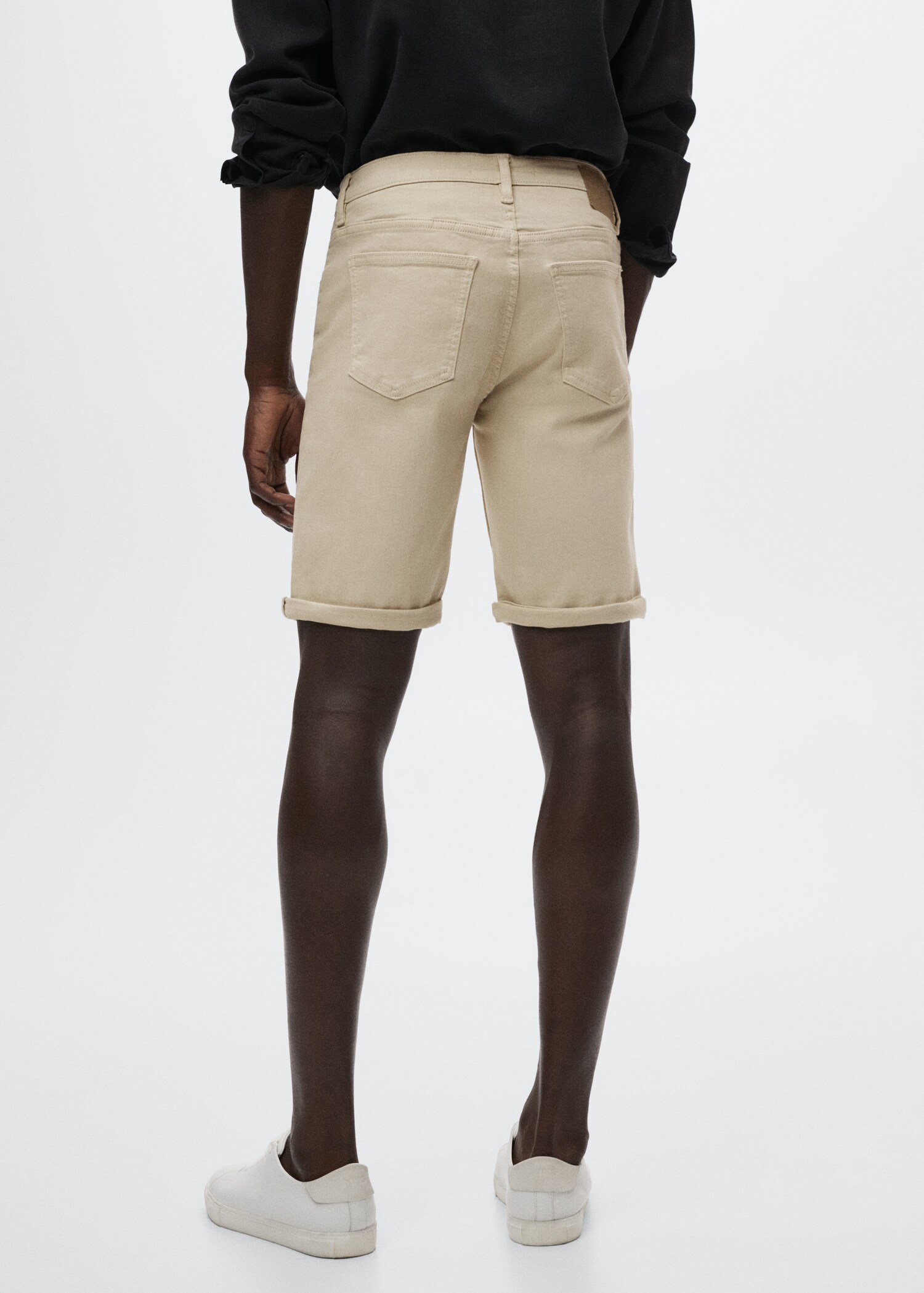 Stretch cotton denim shorts - Reverse of the article