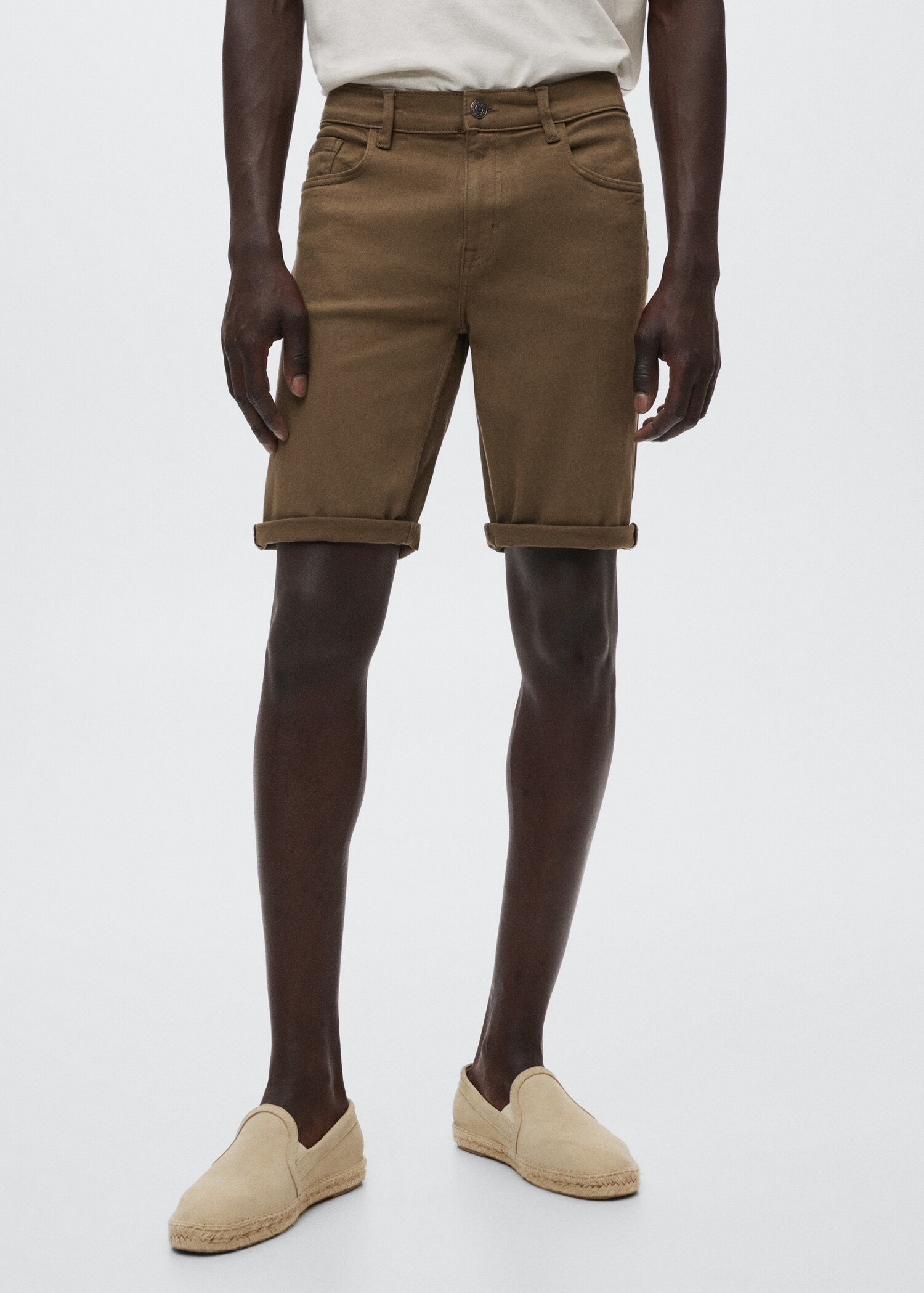 Stretch cotton denim shorts - Medium plane