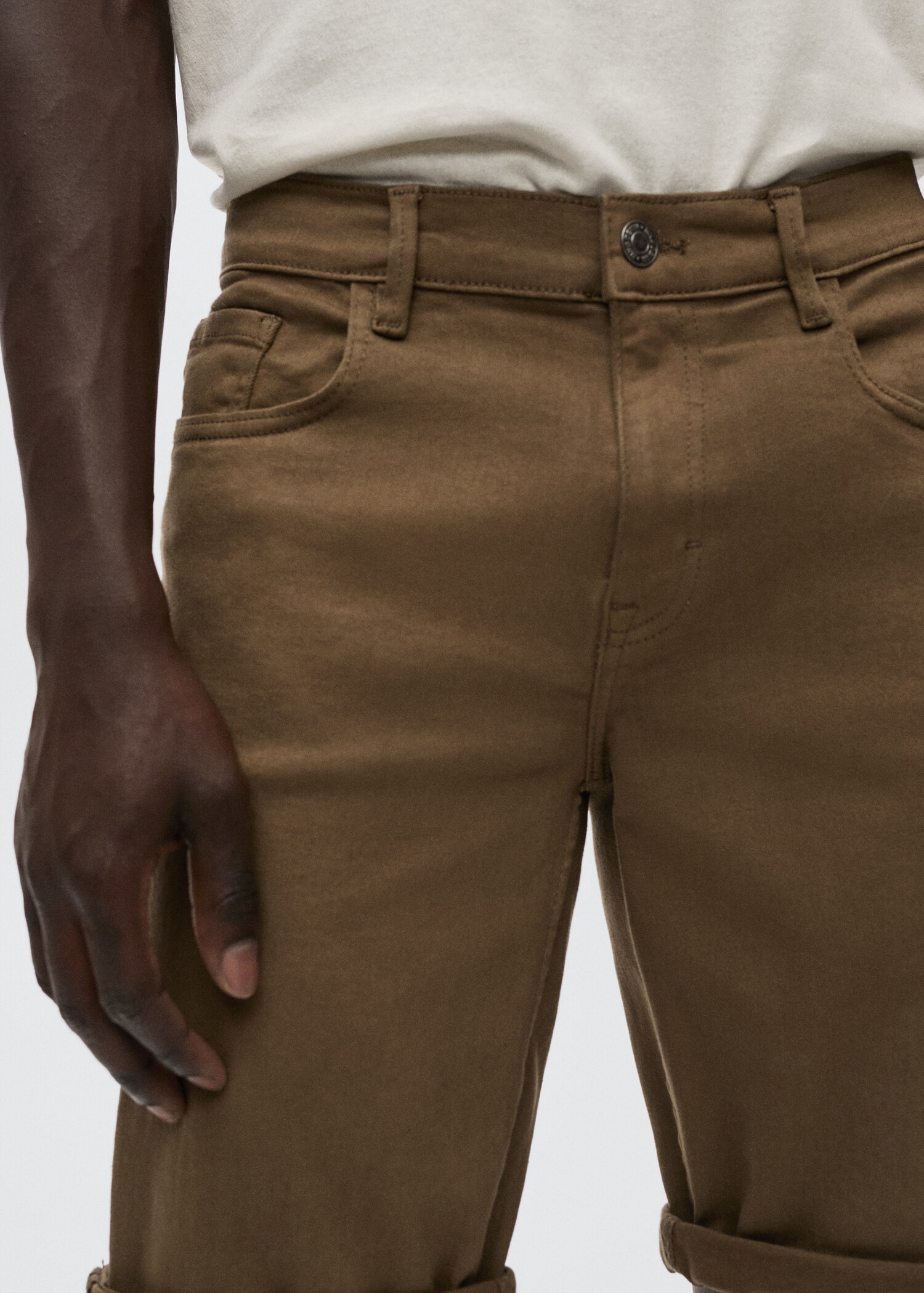 Stretch cotton denim shorts - Details of the article 1