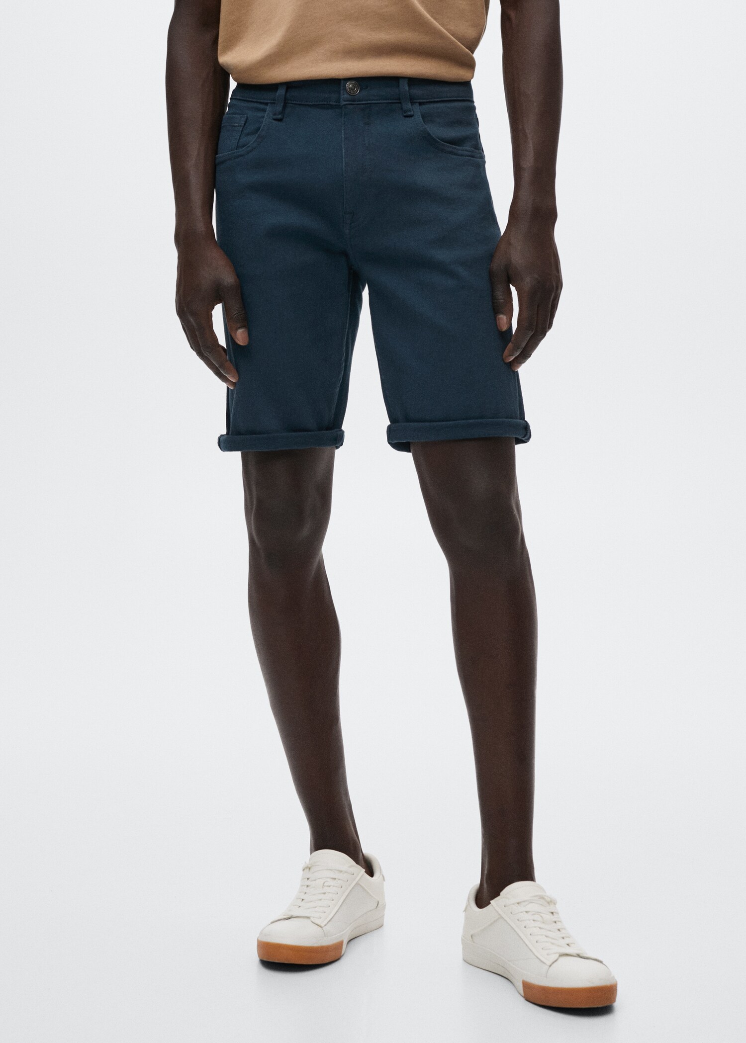 Stretch cotton denim shorts - Medium plane
