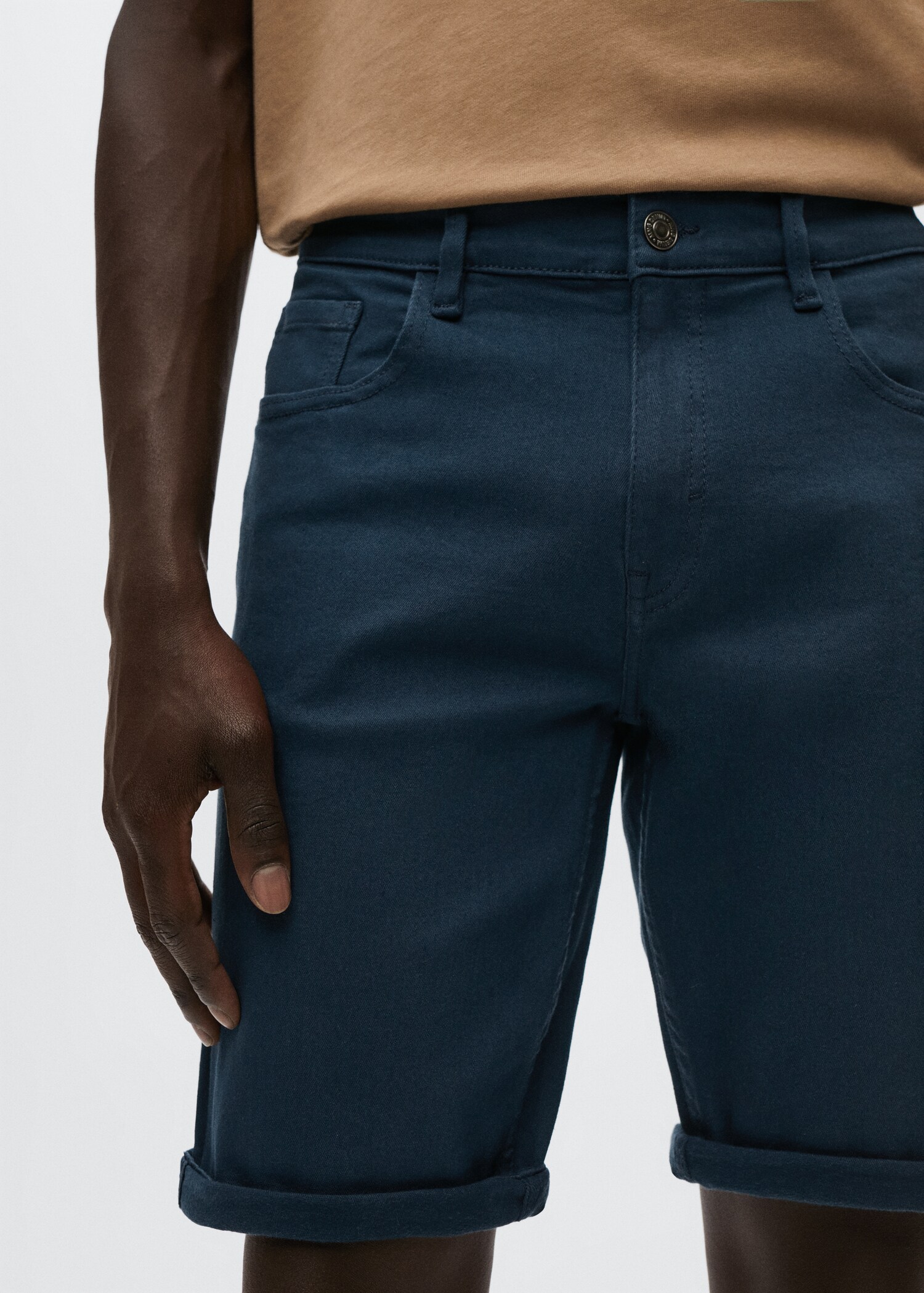 Stretch cotton denim shorts - Details of the article 1
