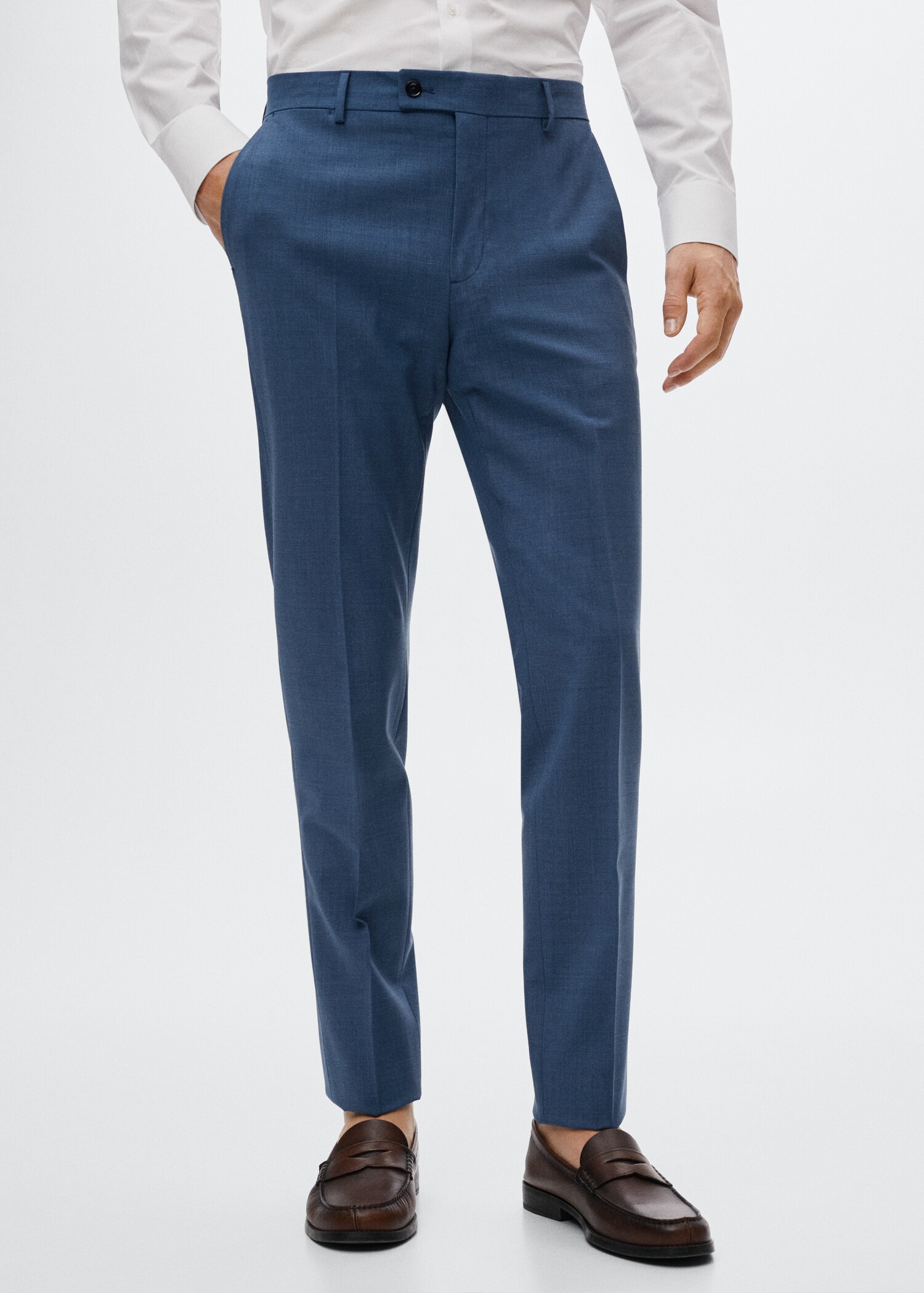 Slim fit wool suit trousers - Medium plane