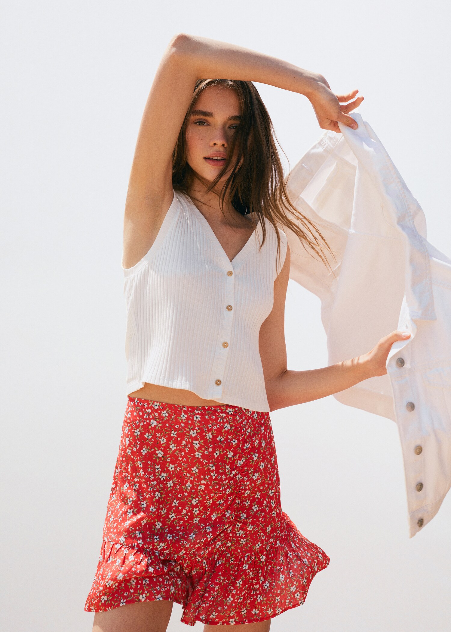 Ruffle flower print miniskirt - Details of the article 5