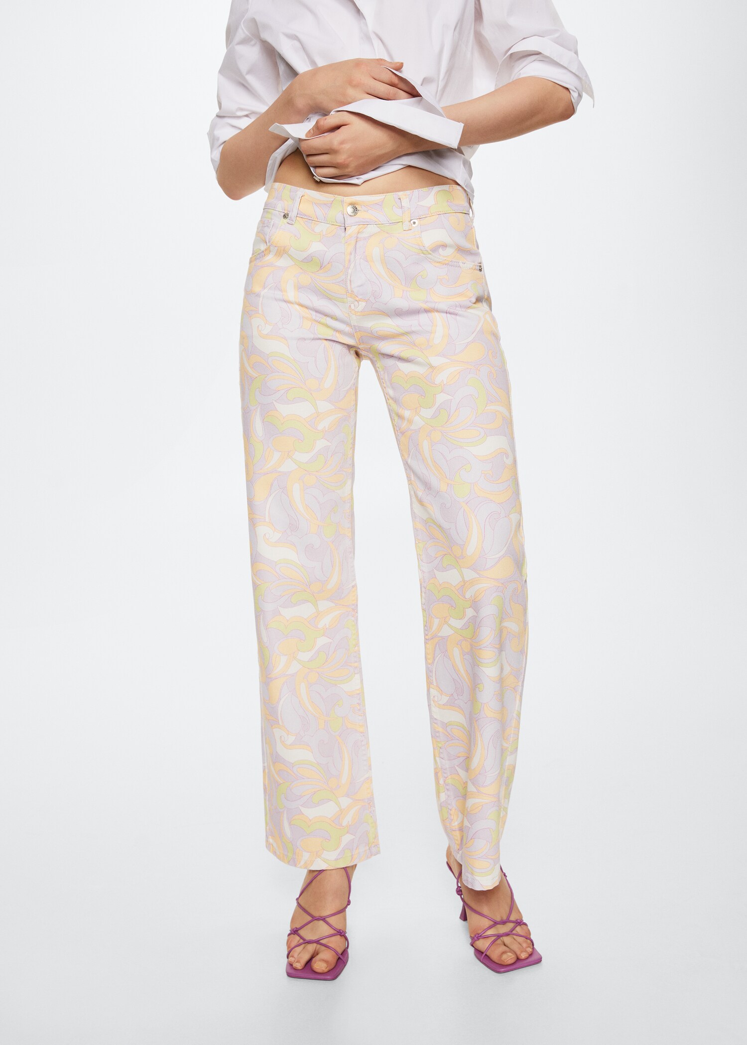 Printed wideleg jeans - Medium plane