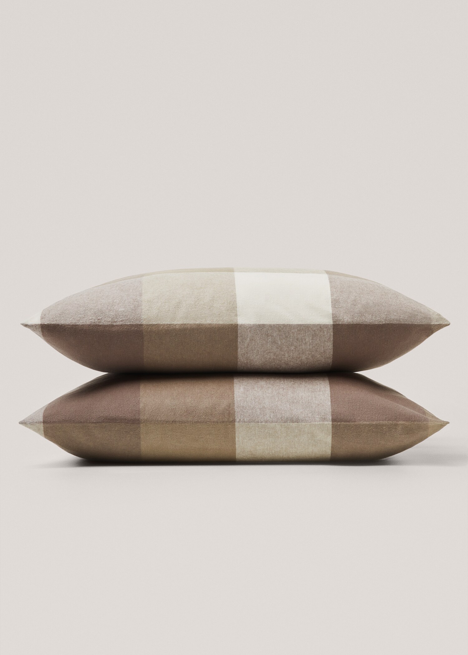Check flannel pillowcase 60x60cm (Pack of two) - Medium plane