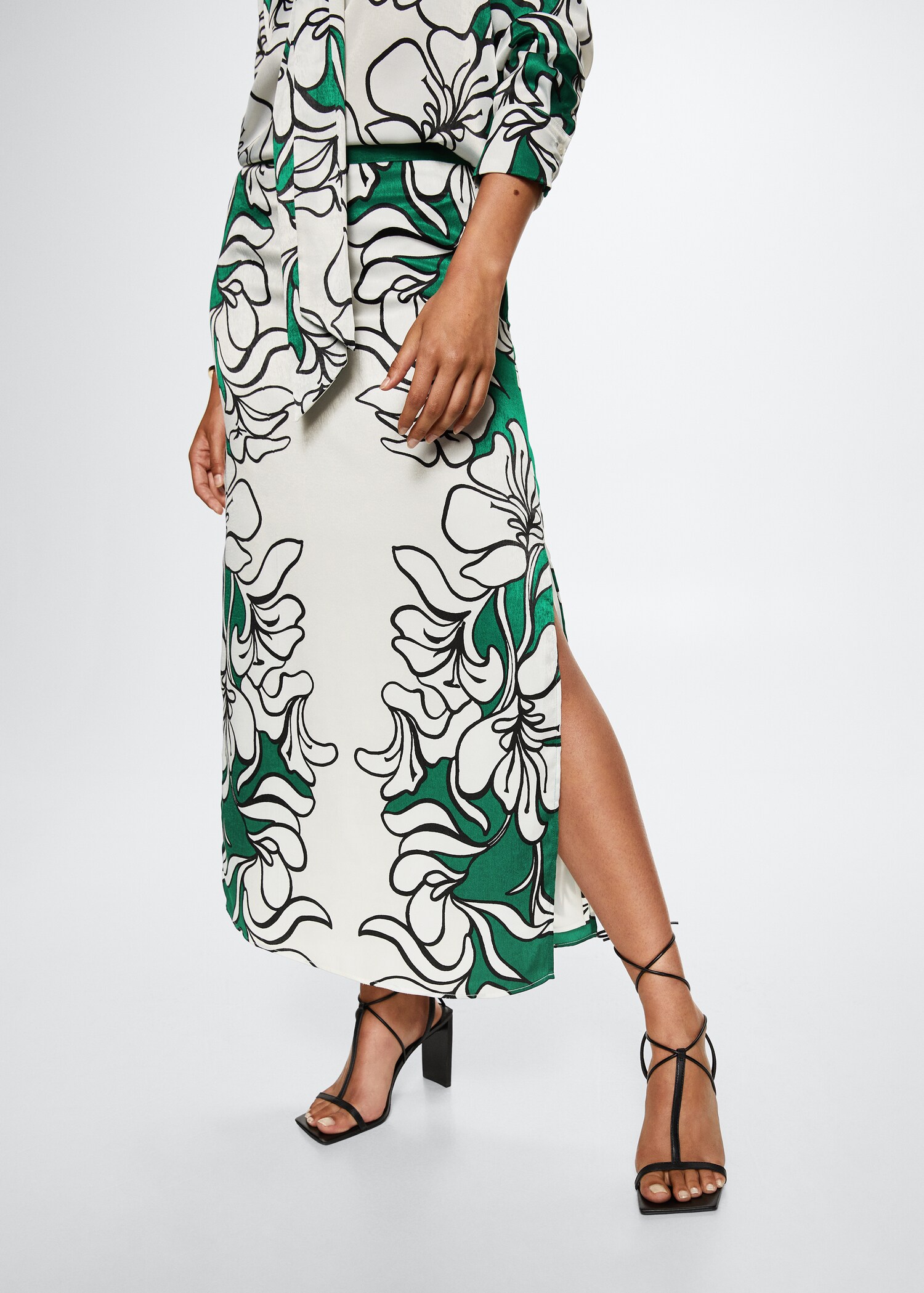 Printed satin skirt  - Medium plane
