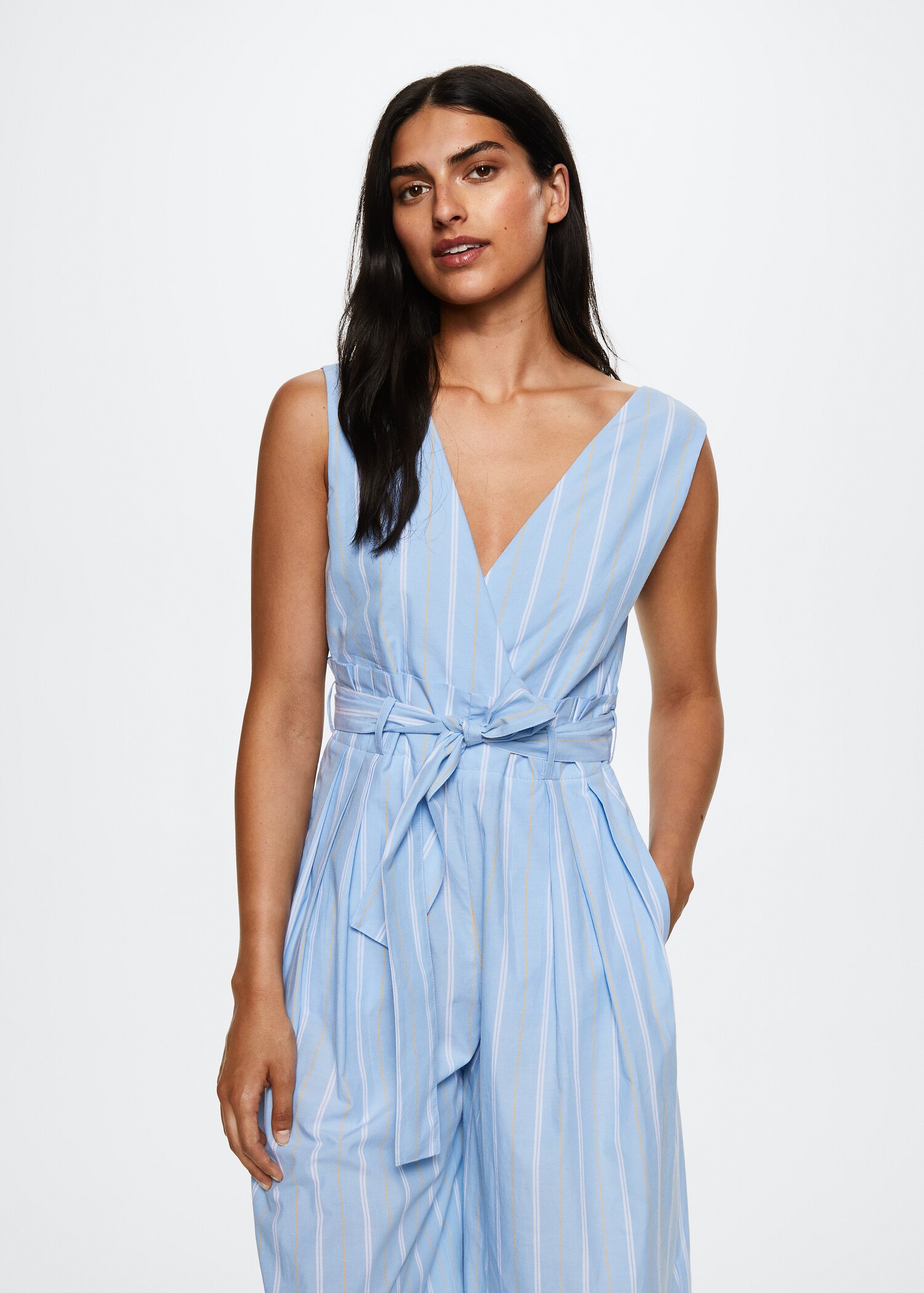 Gestreifter Baumwoll-Jumpsuit - Mittlere Ansicht