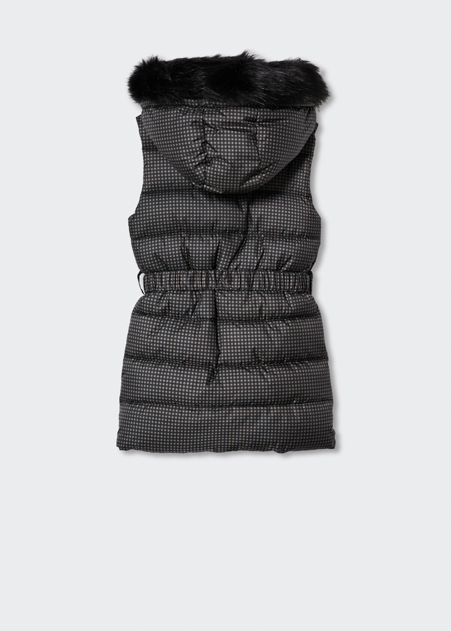 Quilted gilet with fur-effect hood - Reverse of the article