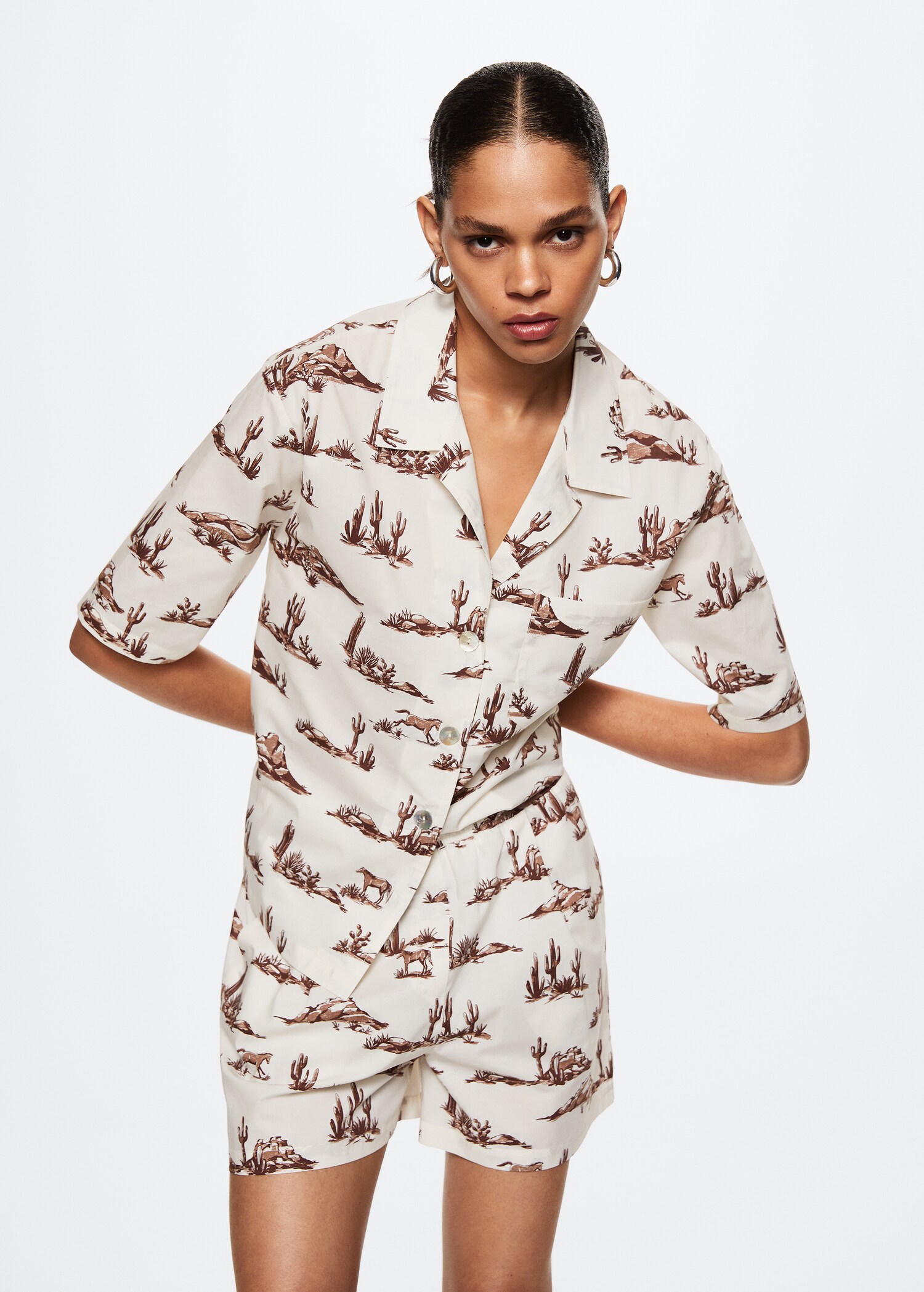 Camisa cotó estampada - Pla mig