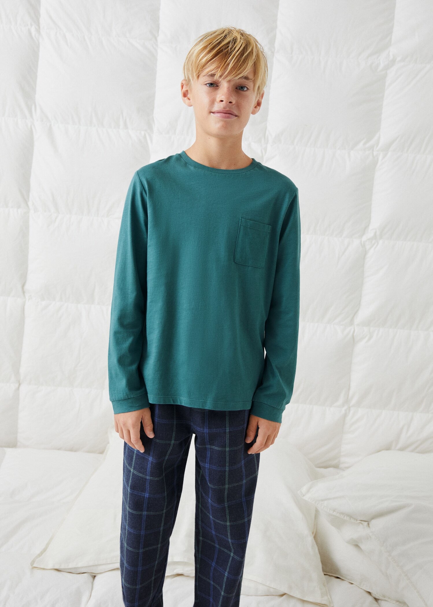 Two-pieces check long pyjamas - Medium plane