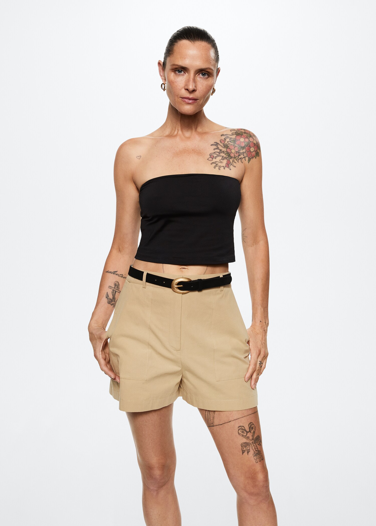 Pockets cotton shorts - Medium plane
