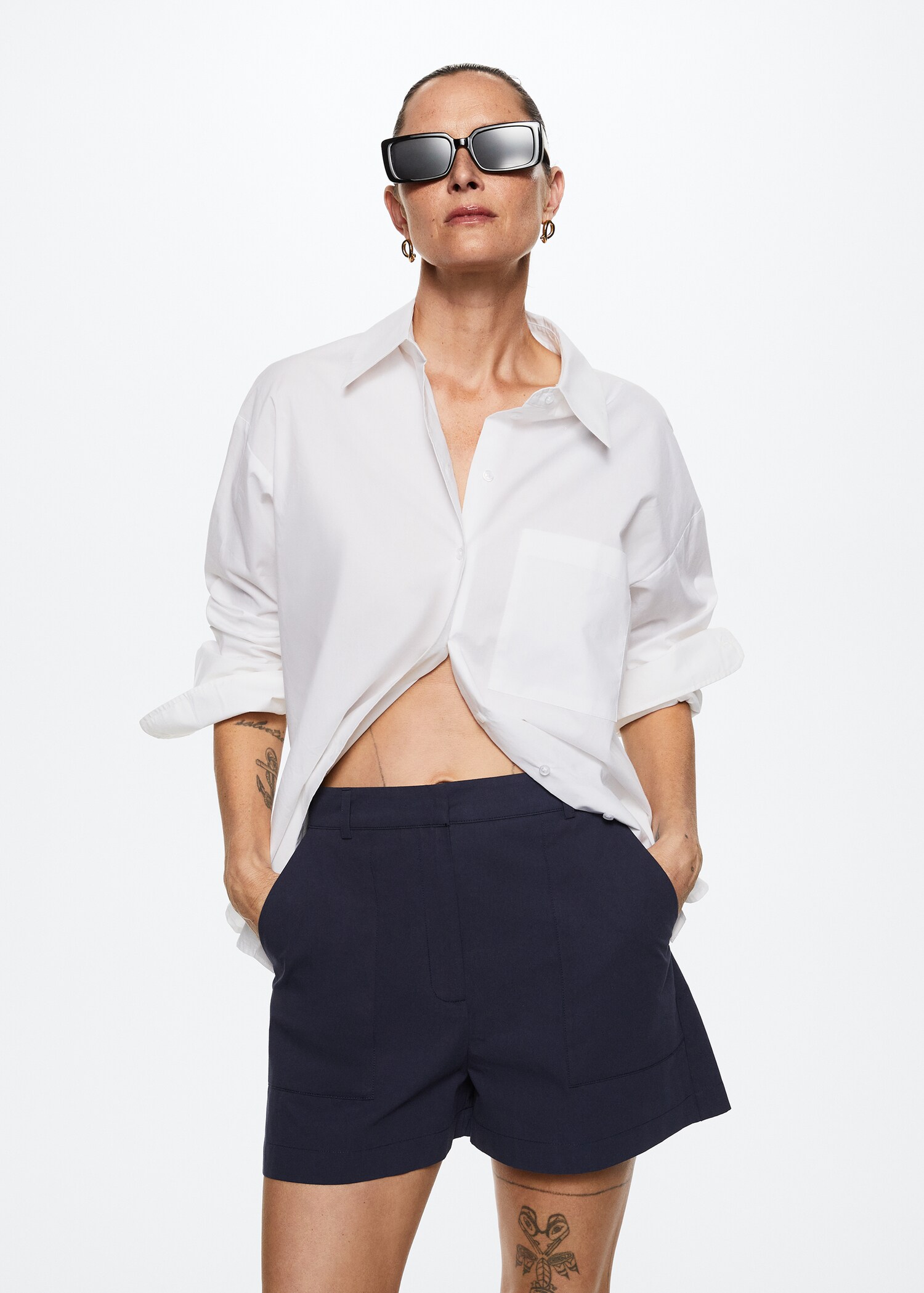 Pockets cotton shorts - Medium plane