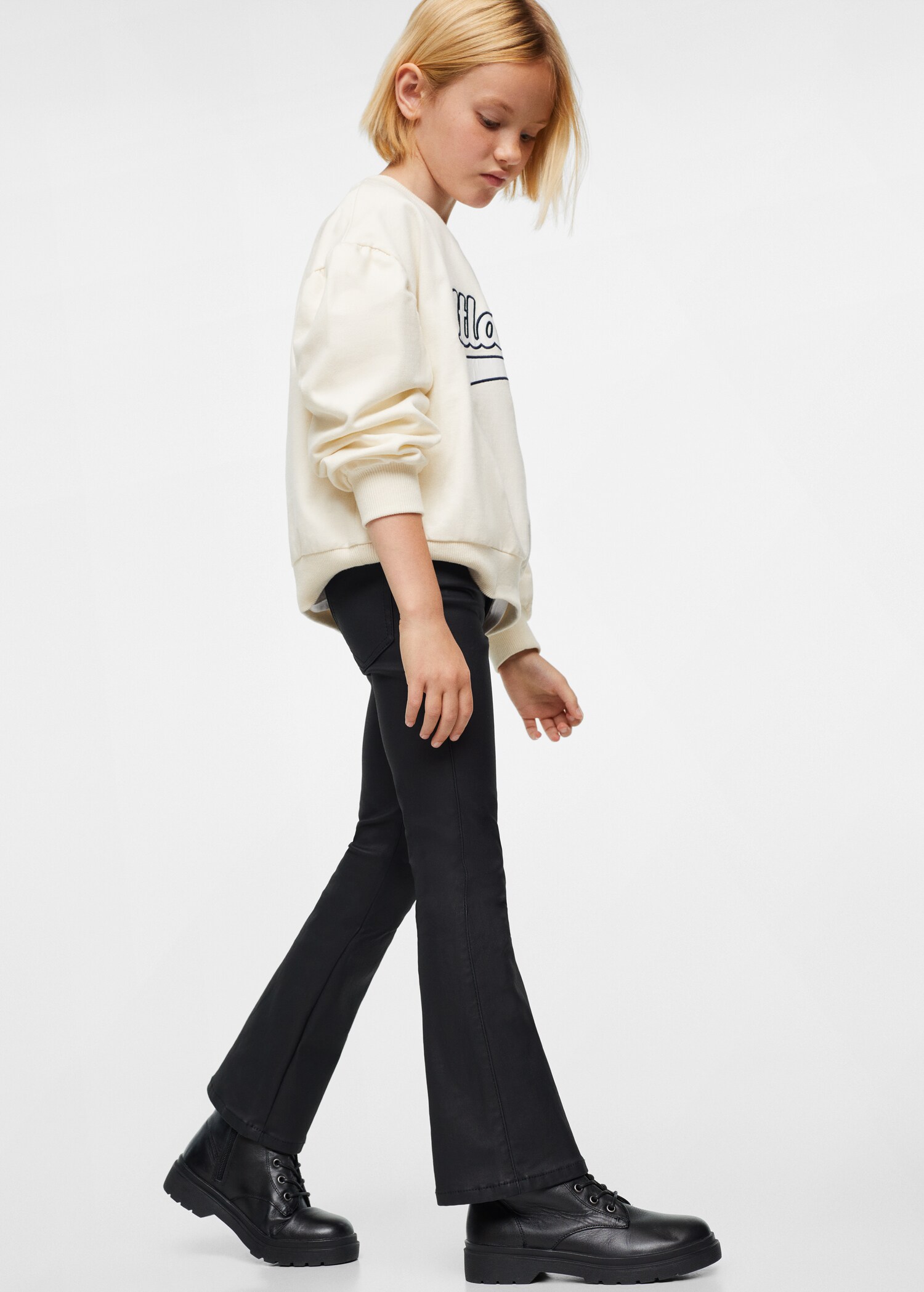 Coated flared trousers - Medium plane