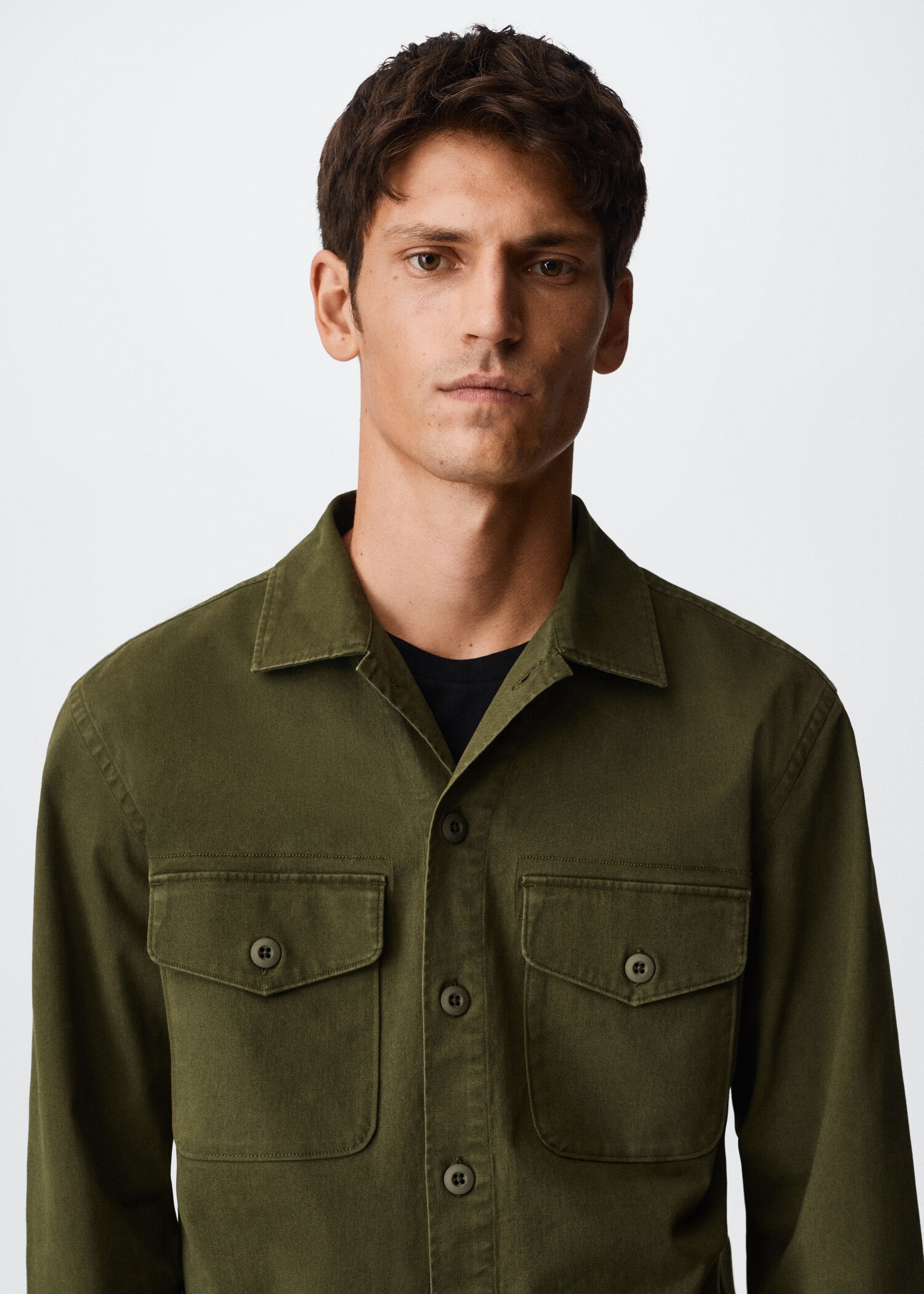 Chest-pocket cotton overshirt - Details of the article 1