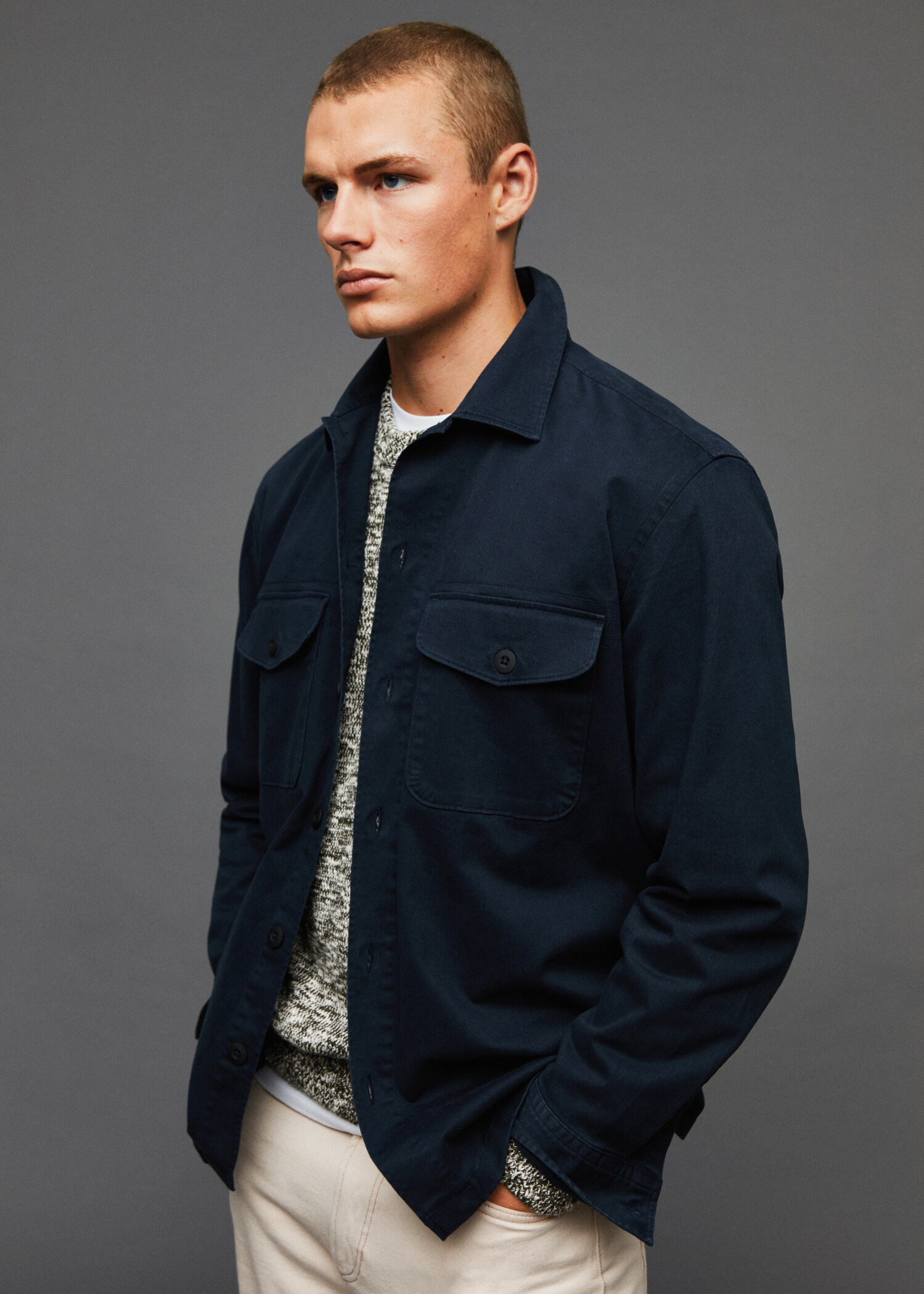Chest-pocket cotton overshirt - Details of the article 5