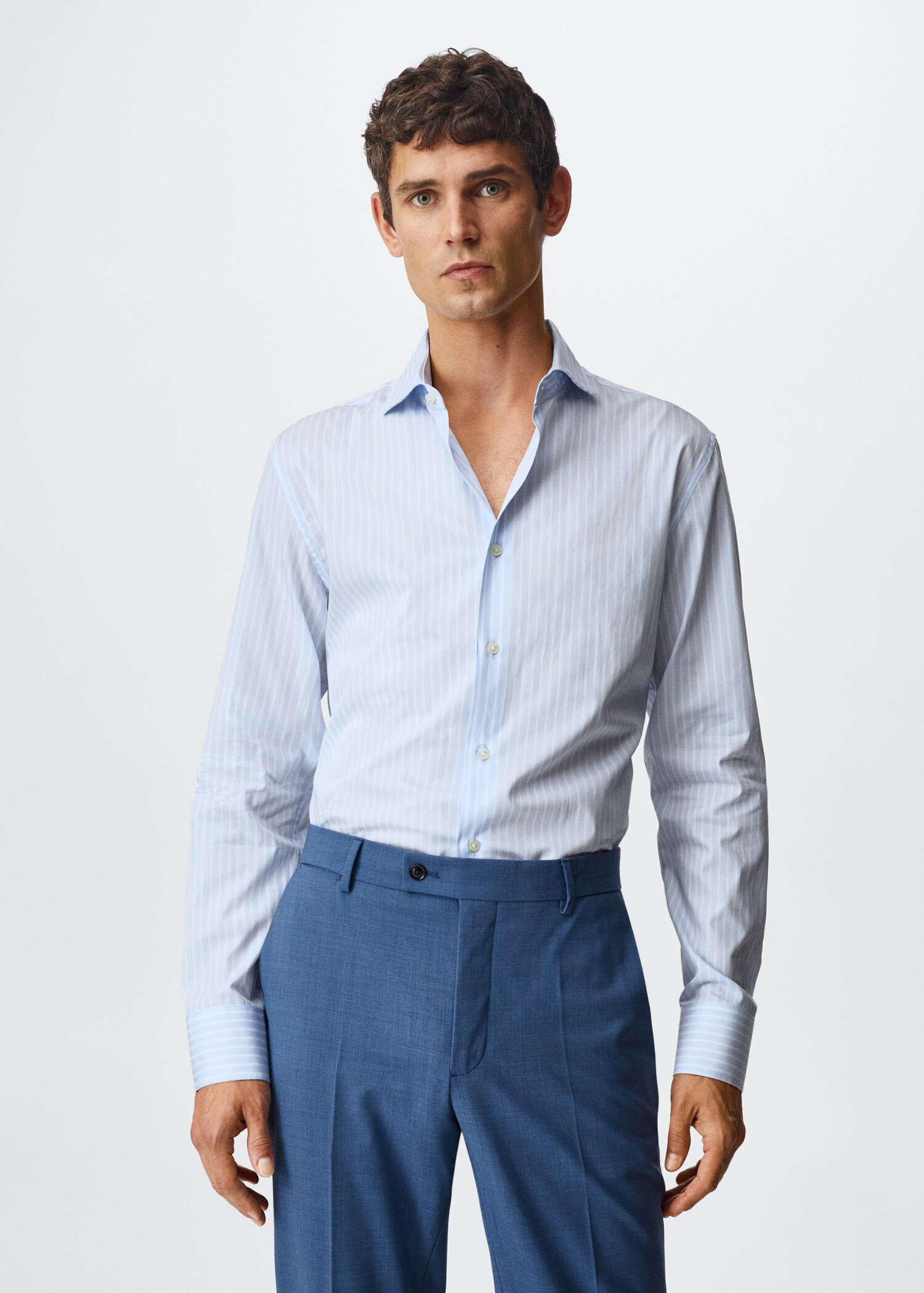 Slim fit thousand striped suit shirt - Medium plane