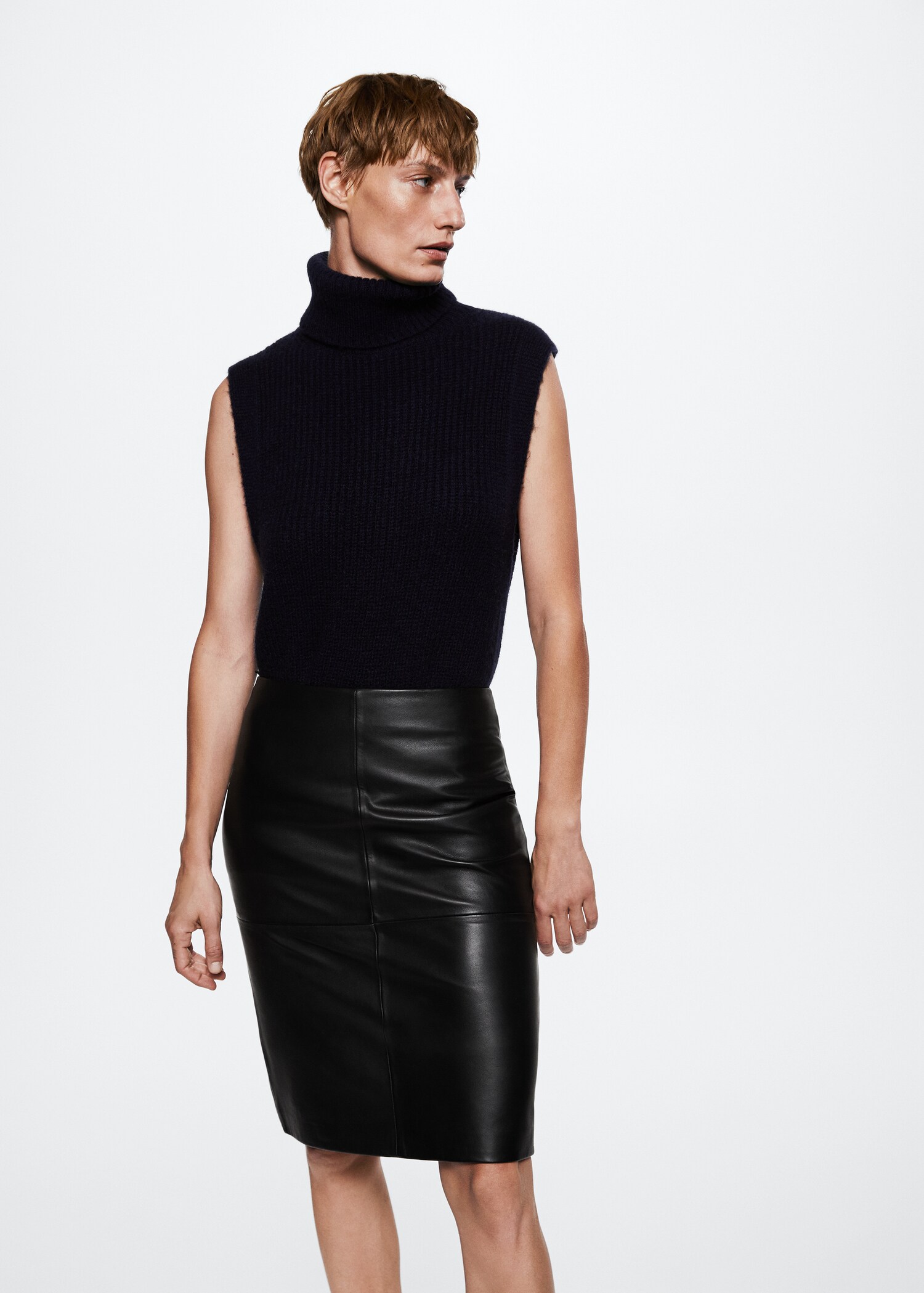 100% leather midi skirt - Details of the article 1