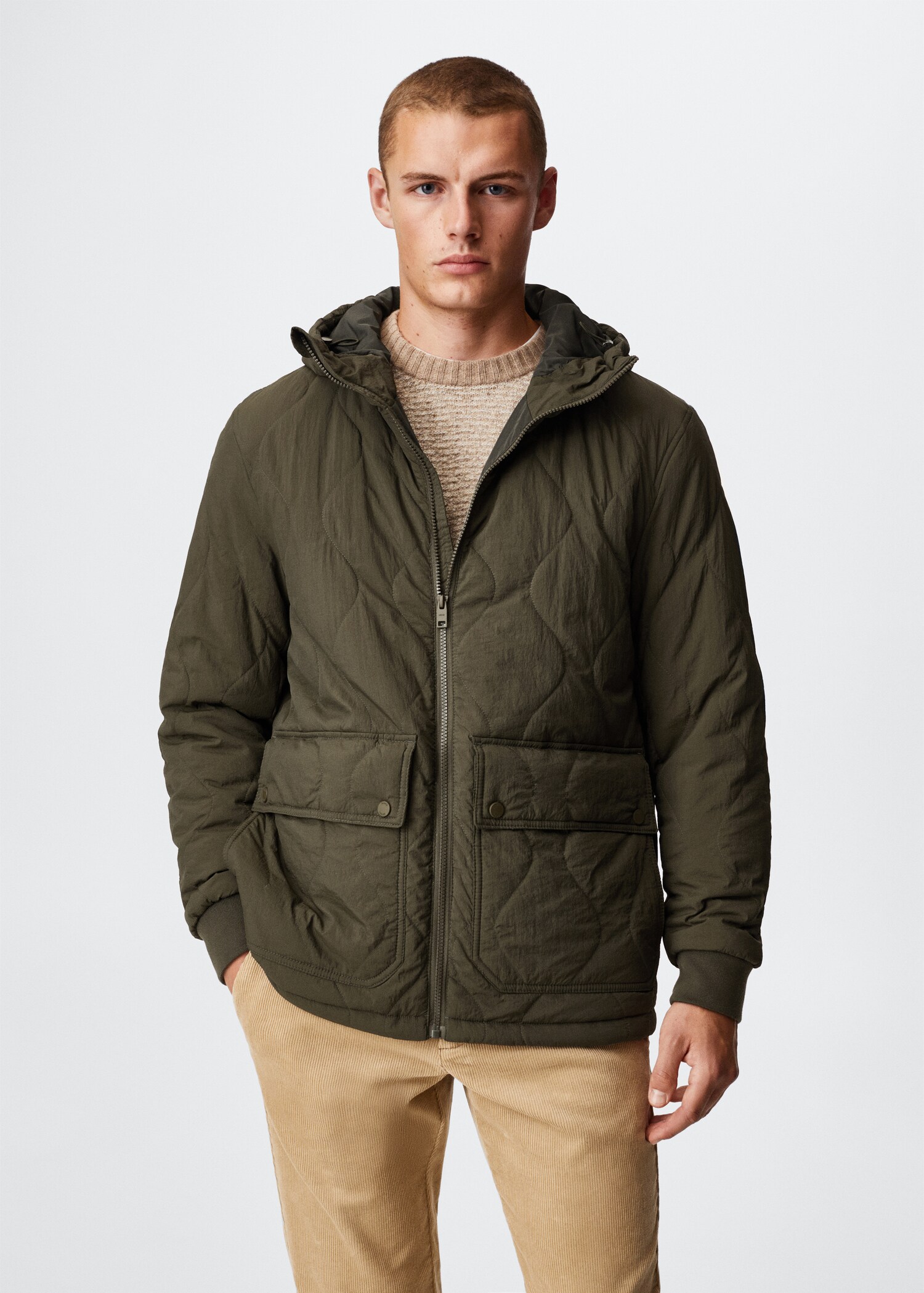 Textured padded jacket - Medium plane