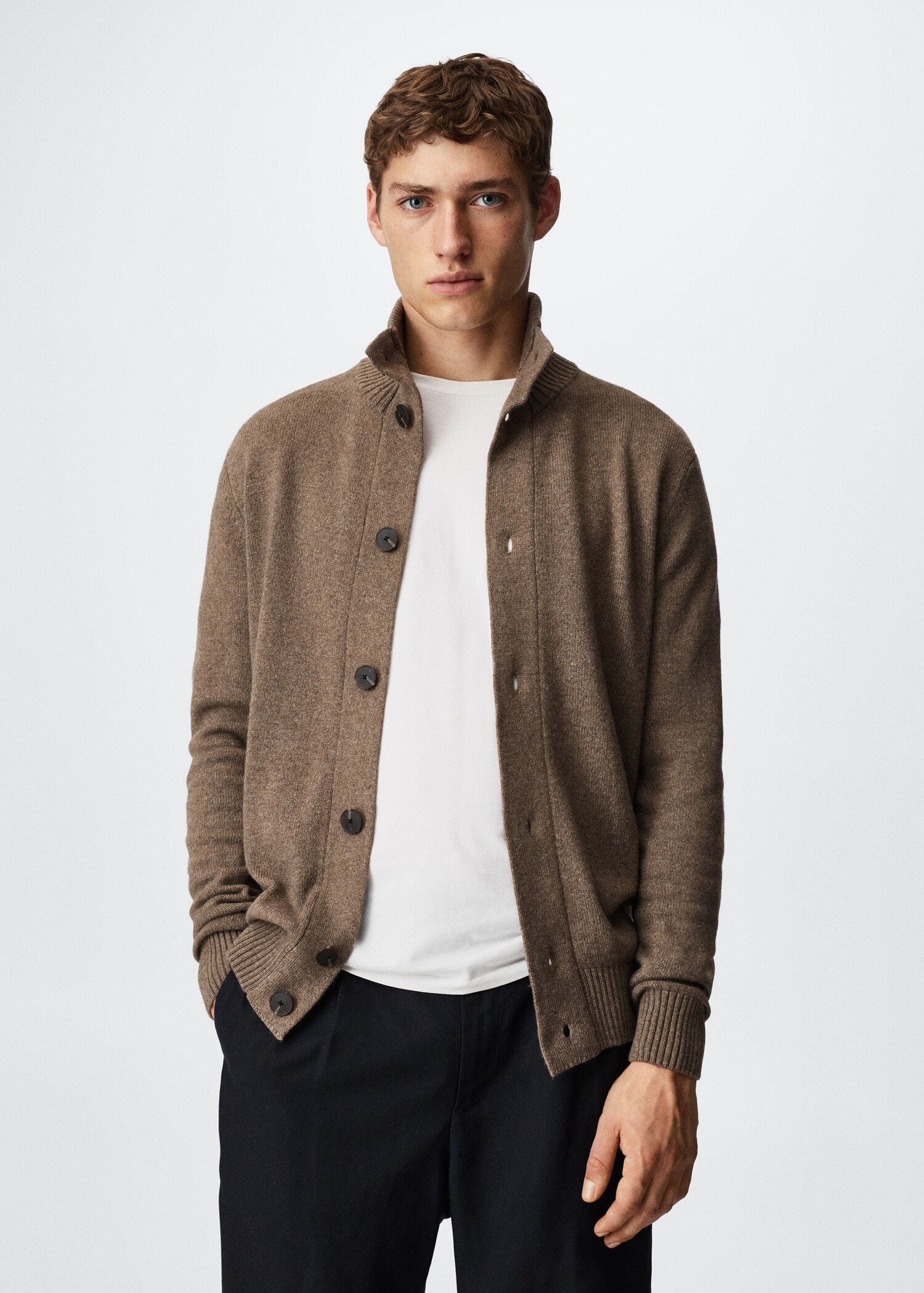 Turtleneck wool cardigan - Medium plane