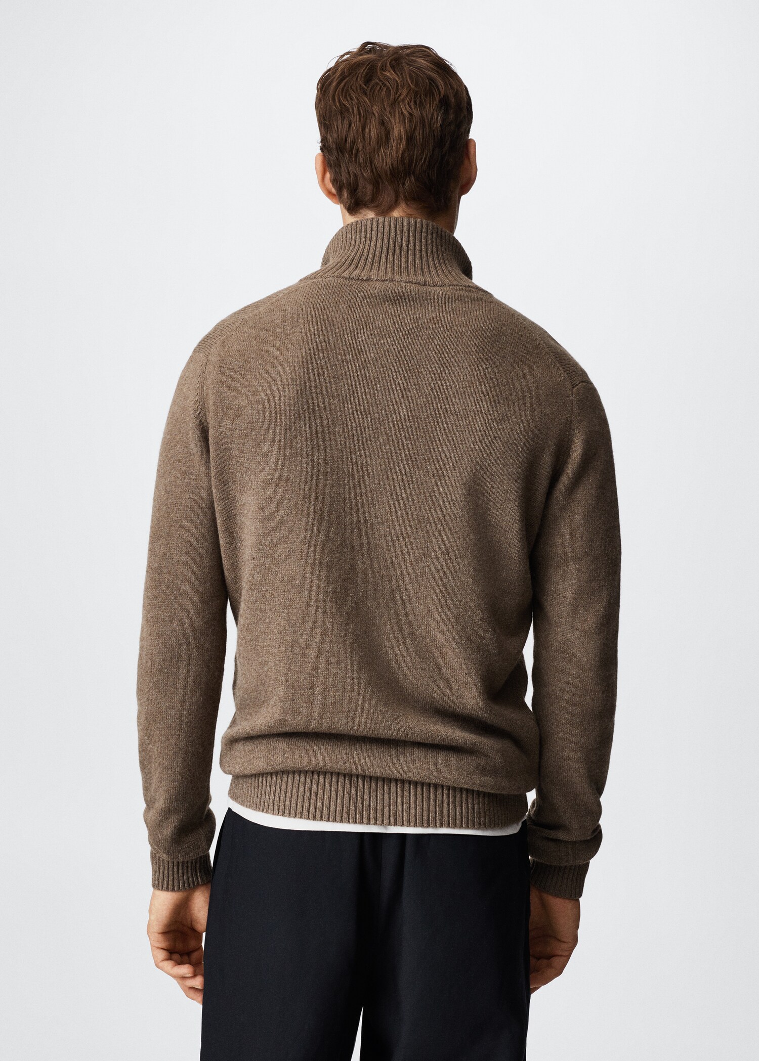 Turtleneck wool cardigan - Reverse of the article