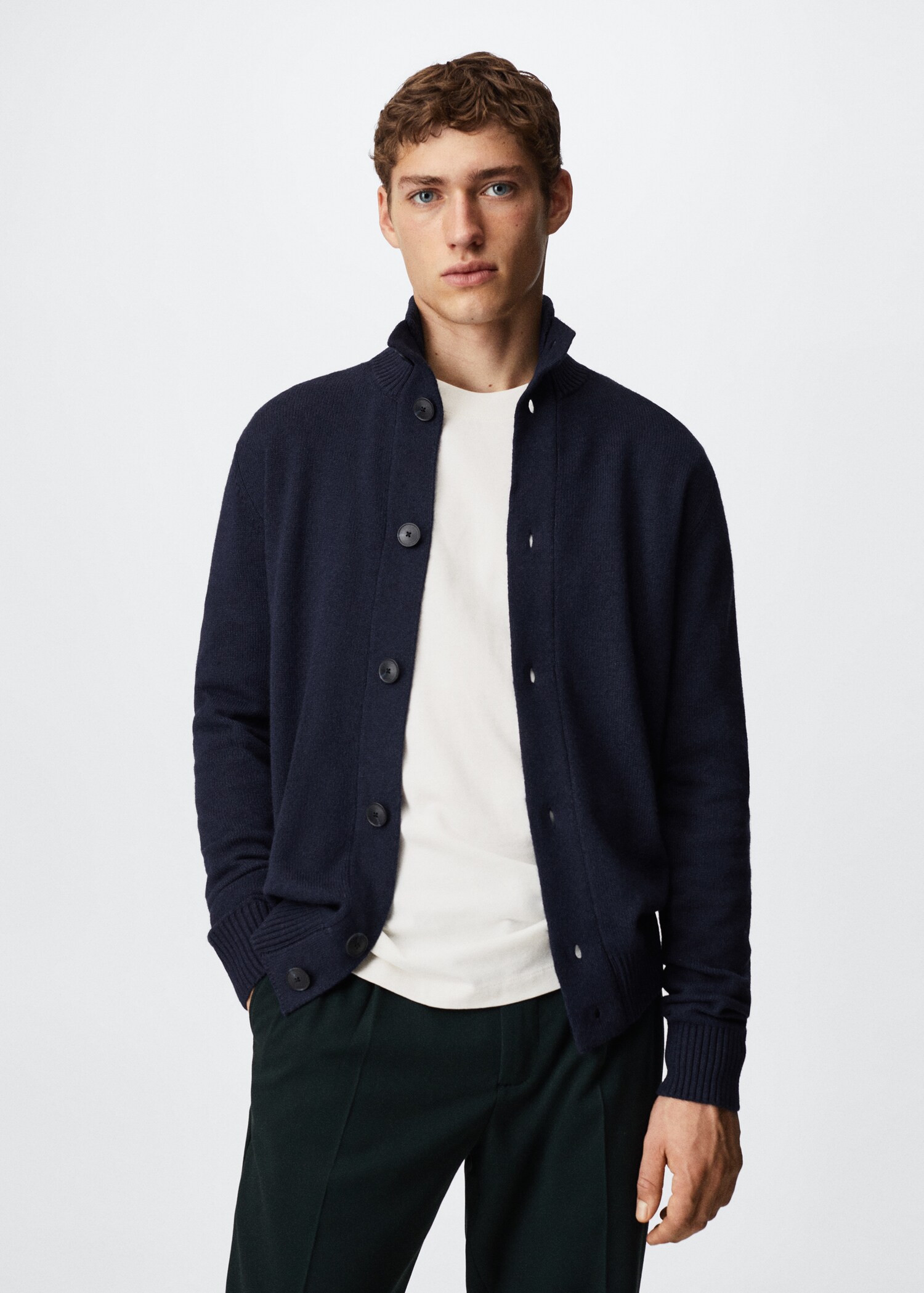 Turtleneck wool cardigan - Medium plane
