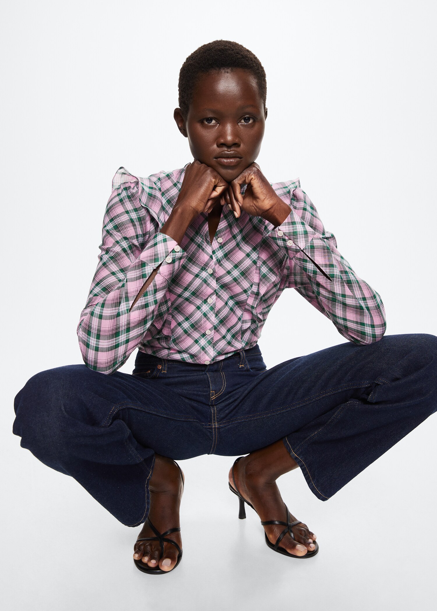 Checked frill blouse - Details of the article 1