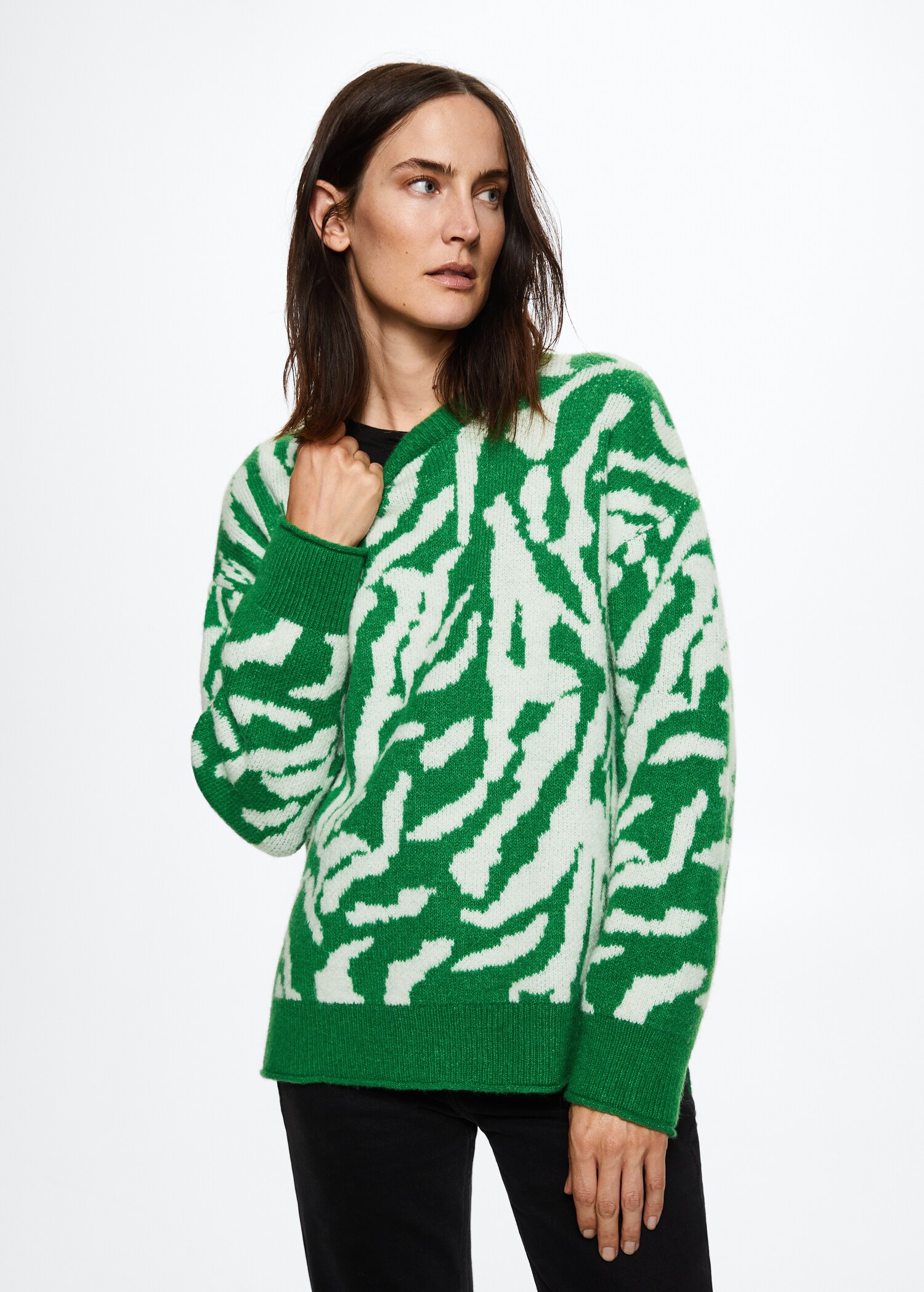 Strickpullover mit Animal Print - Mittlere Ansicht