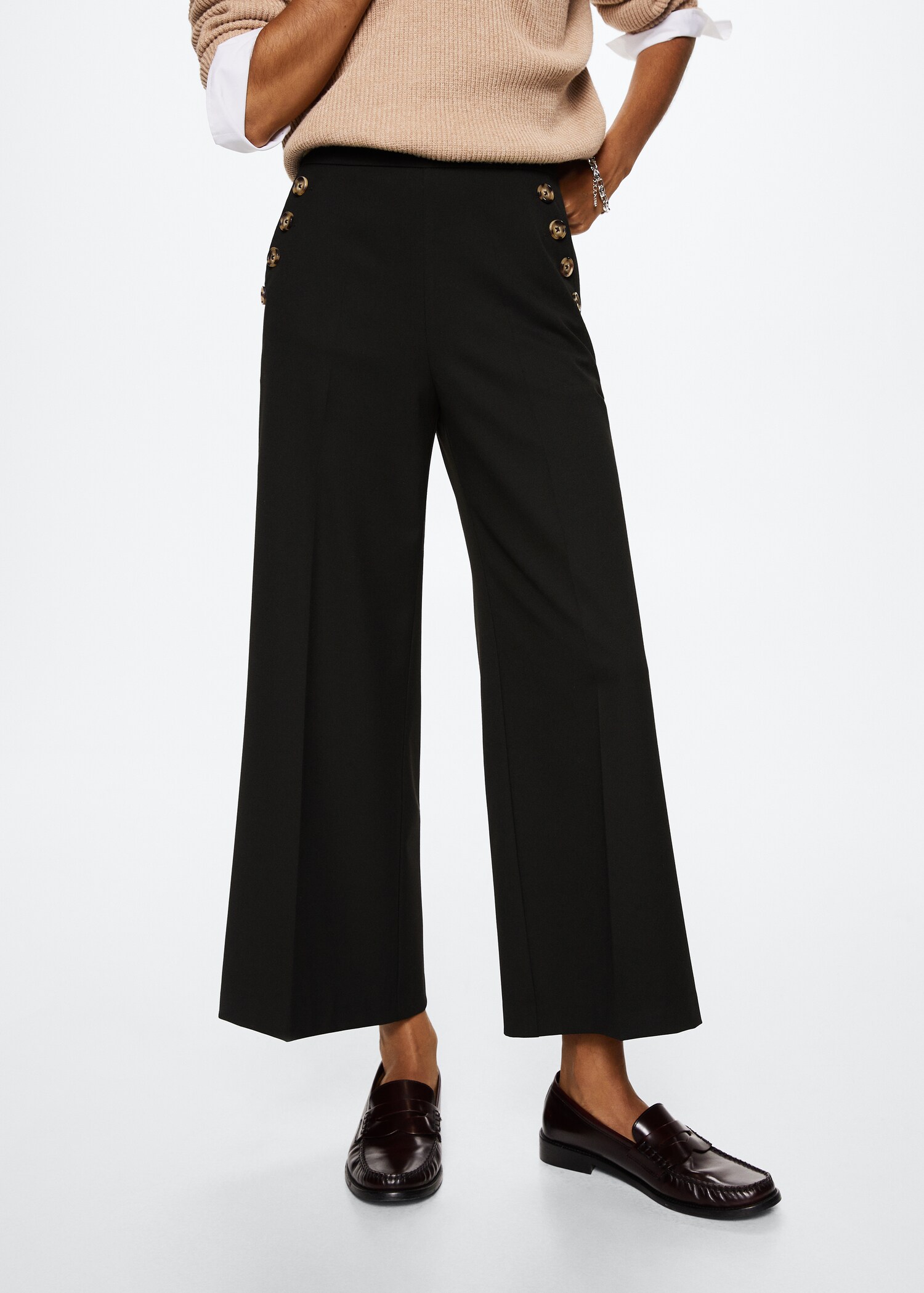 Buttons culottes trousers - Medium plane