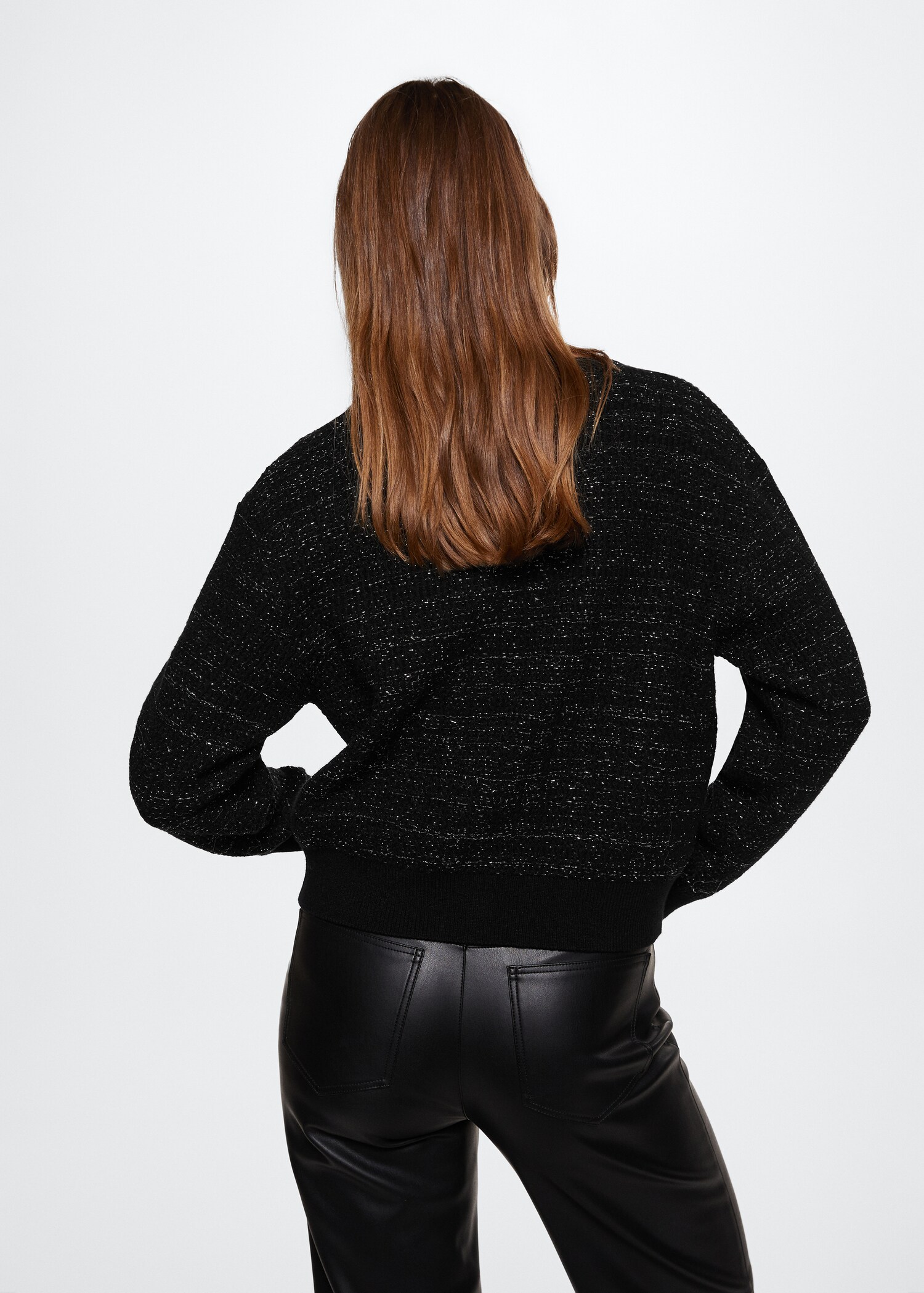 Metallic yarn tweed cardigan - Reverse of the article