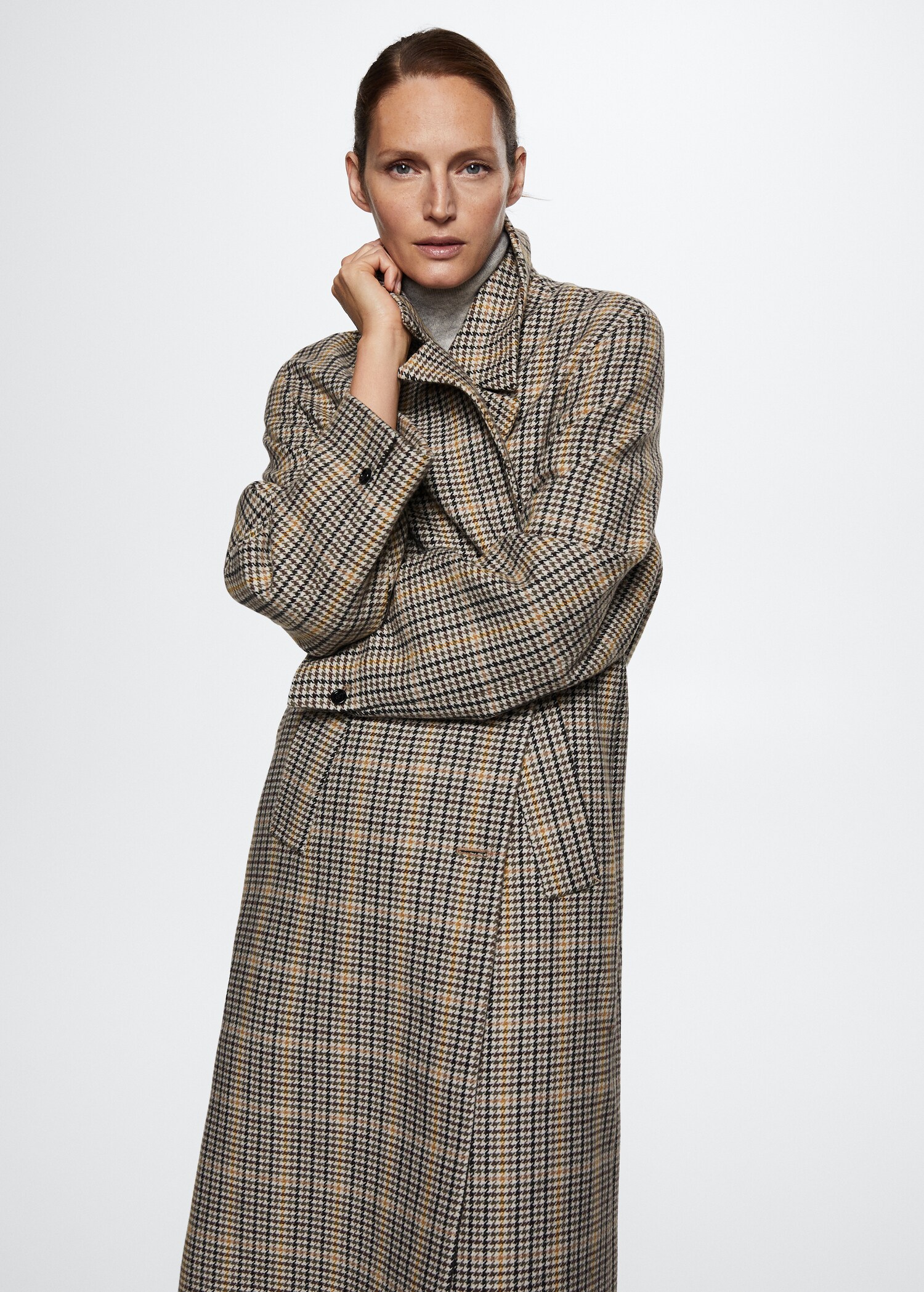 Manteau laine pied-de-poule - Plan moyen