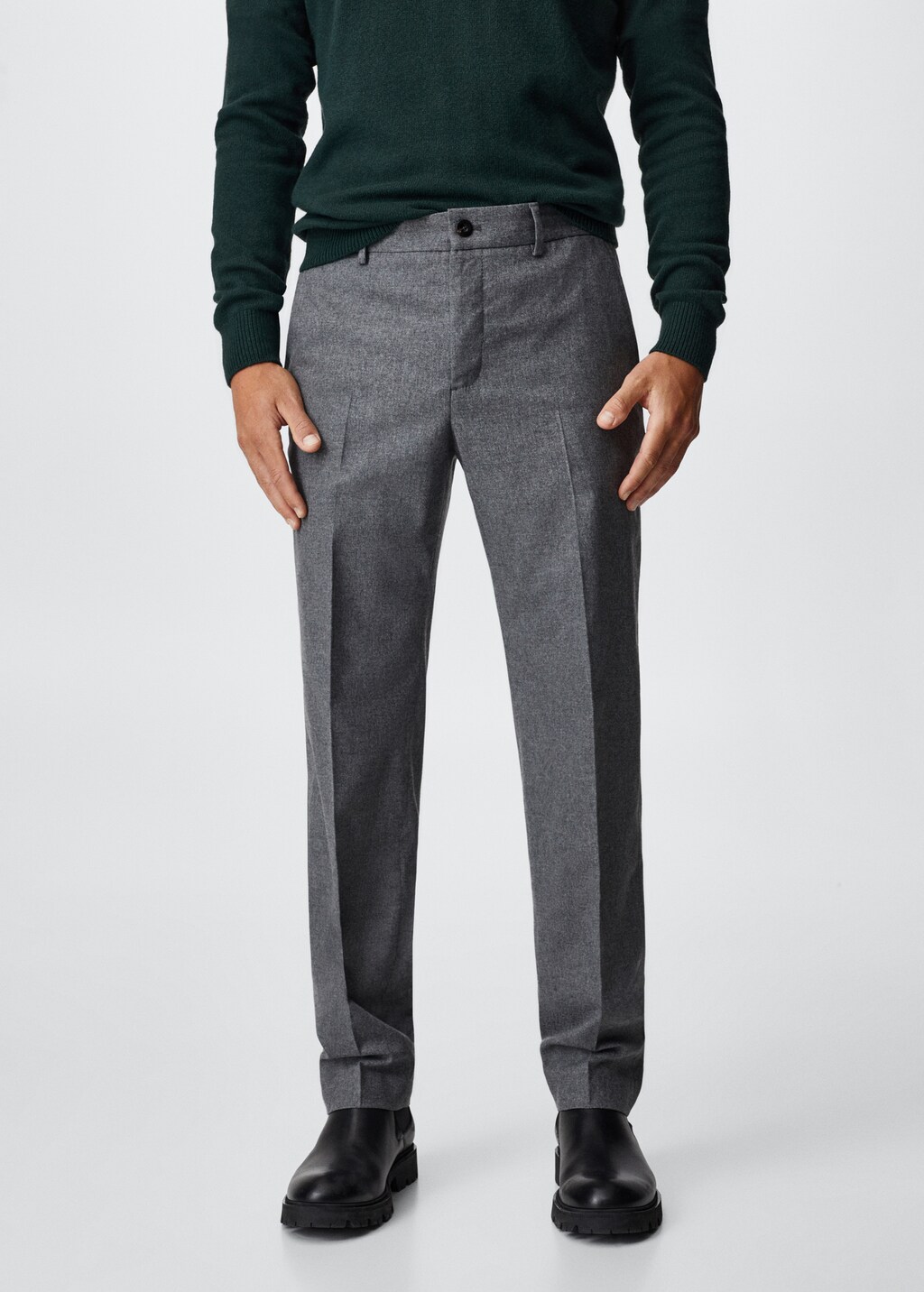 Slim fit wool suit trousers