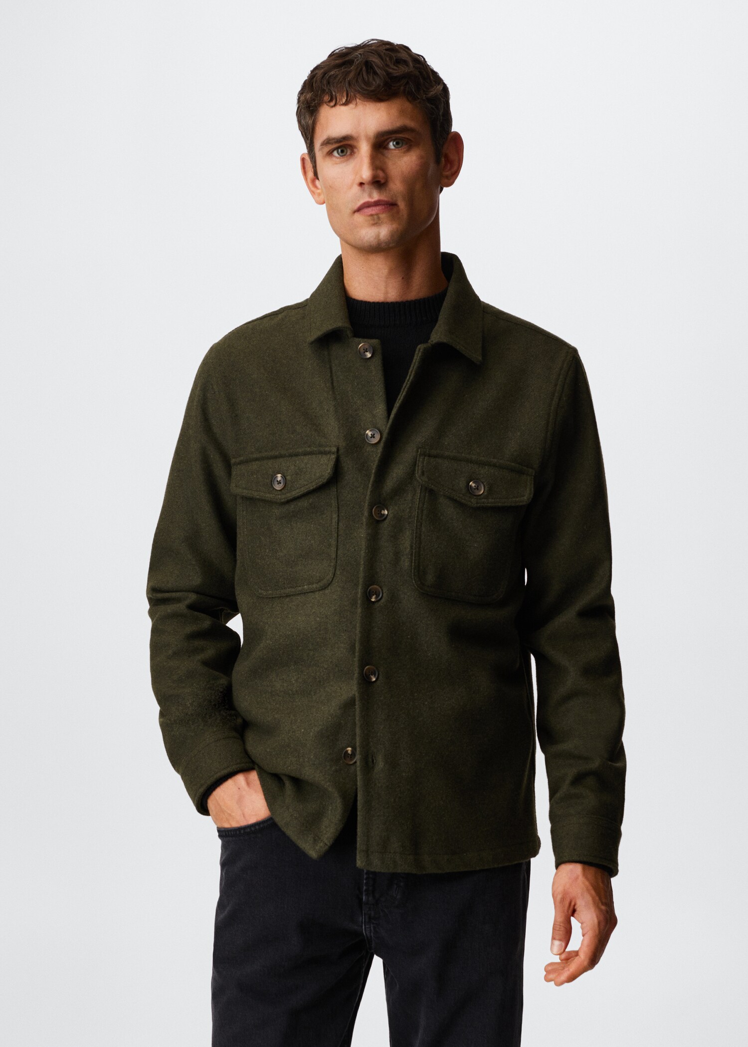 Textured overshirt with pockets - Medium plane