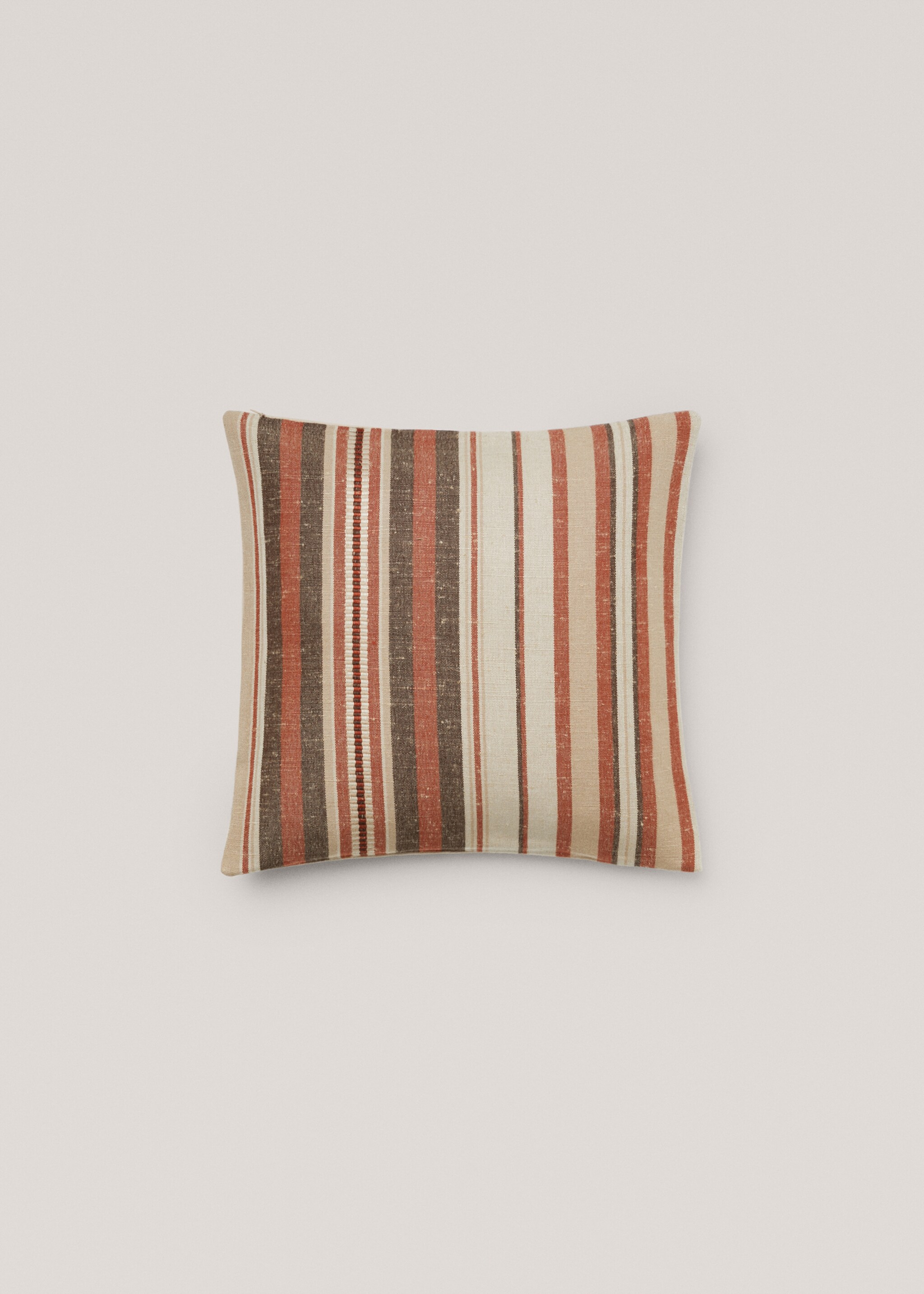 Gestreepte linnen kussenhoes 45x45 cm - Artikel zonder model, Open beige. Ref: 37047711-00.