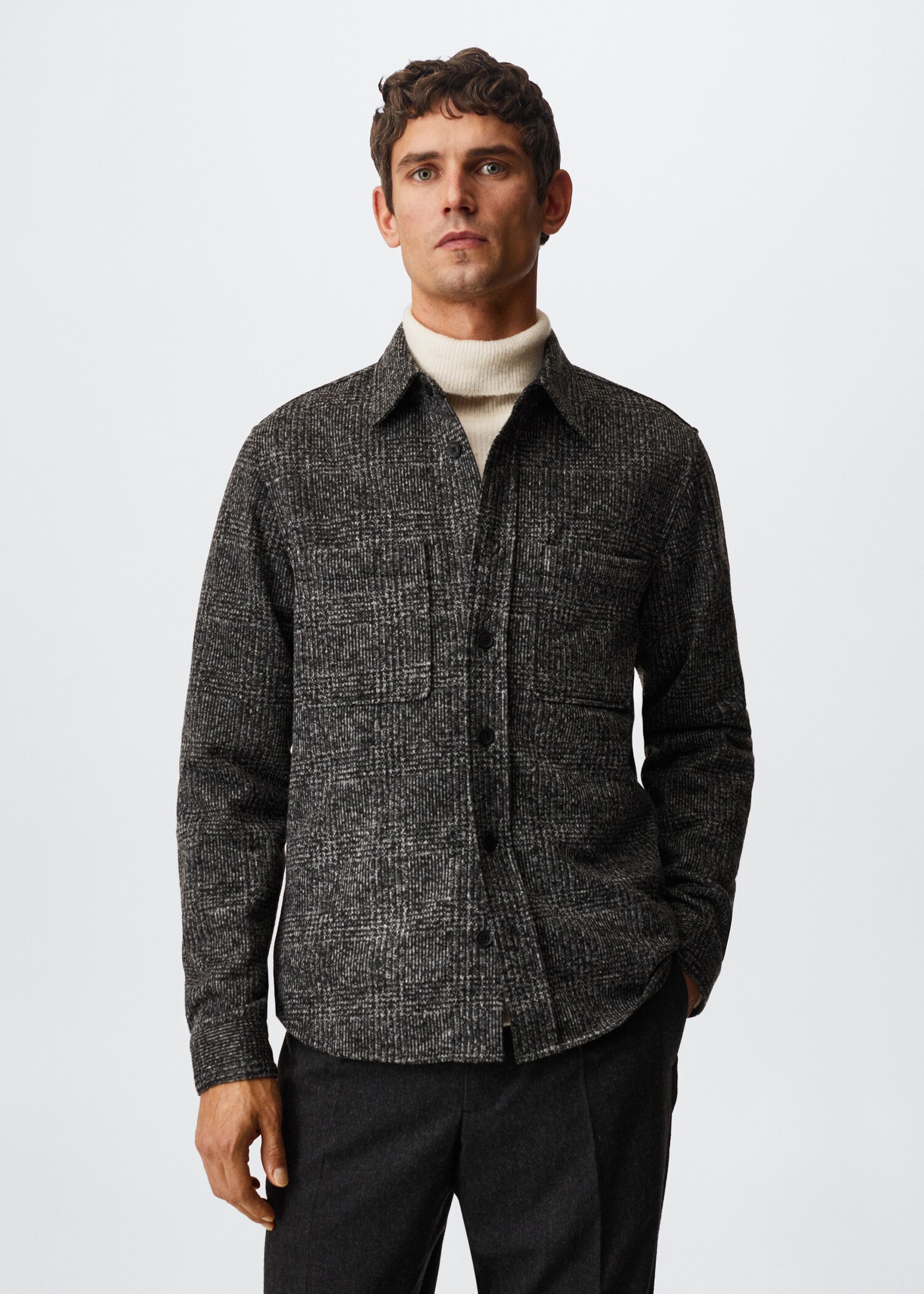 Wool overshirt with pockets - Medium plane