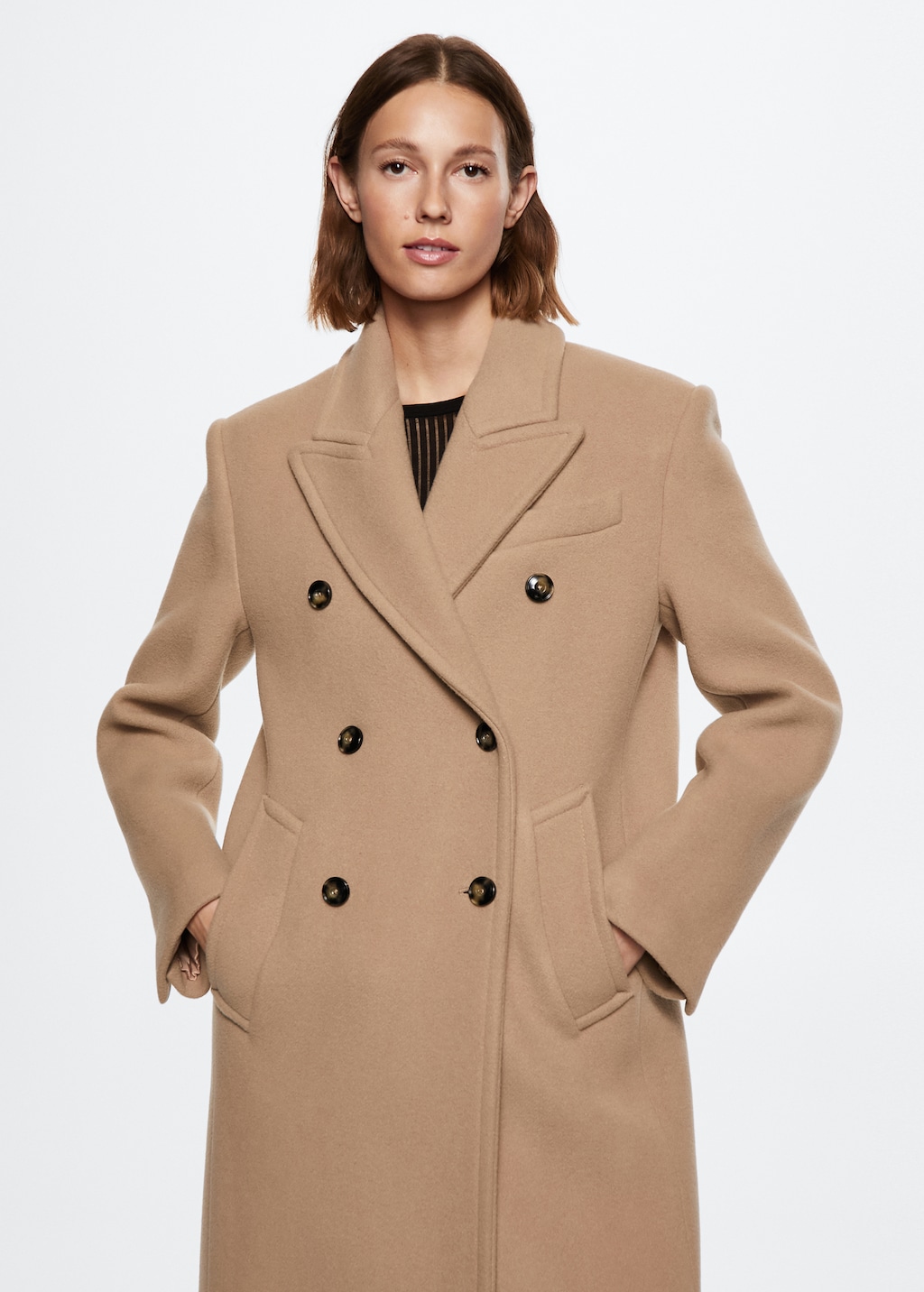 Double breasted virgin wool coat Women MANGO OUTLET Latvia